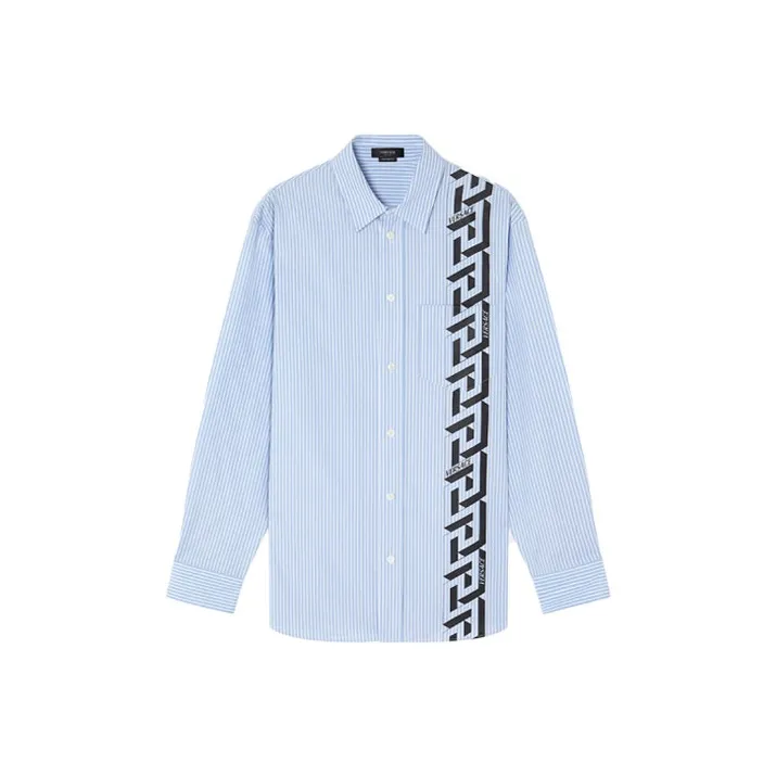 VERSACE La Greca Shirts Men Blue