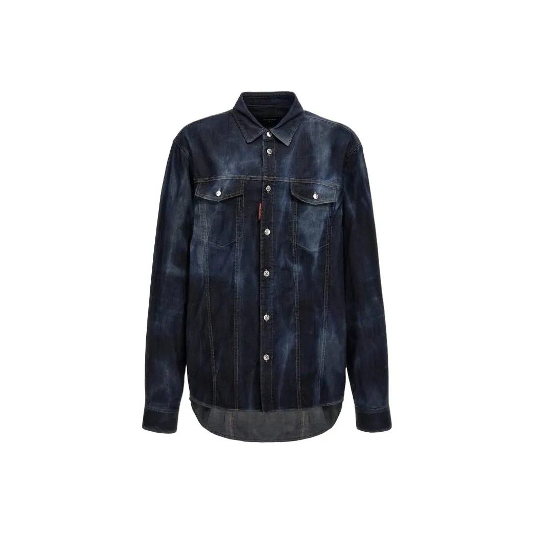 Dsquared2 Distressed Icon Western Denim Shirt