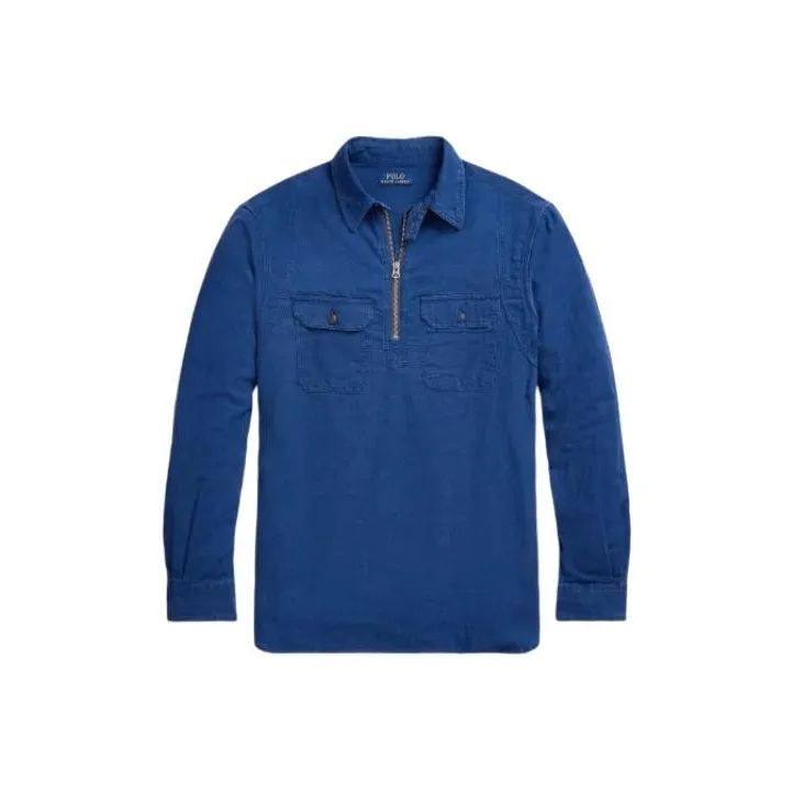 Черные платья Marc O Polo Classic Fit Indigo Popover Workshirt Shirt Men's Dark Blue
