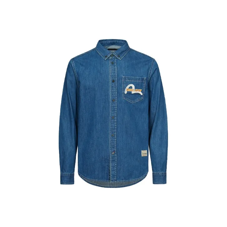 EVISU Джинсовый Синий Мужские Рубашки