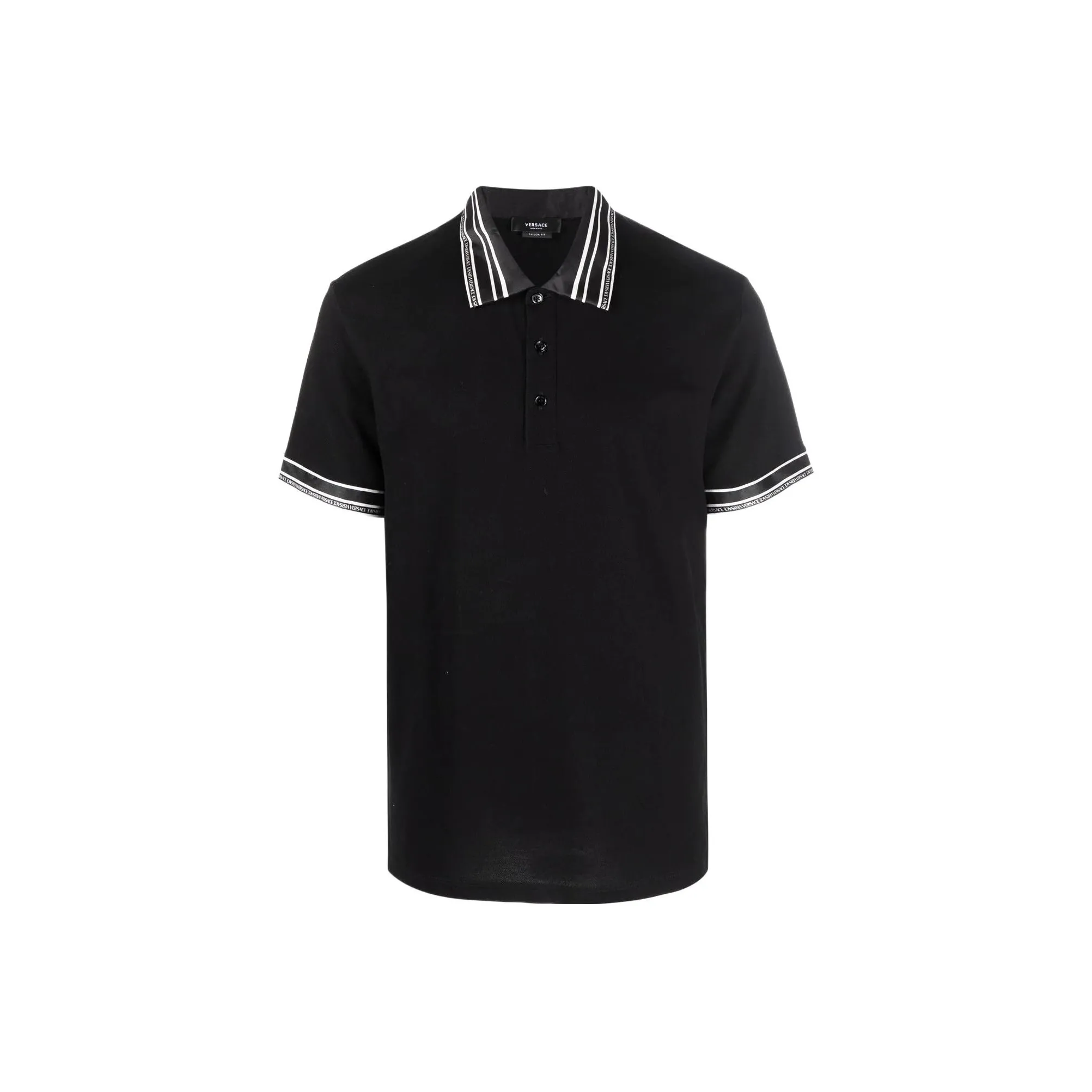 VERSACE Striped-Edge Short-Sleeved Polo Shirt