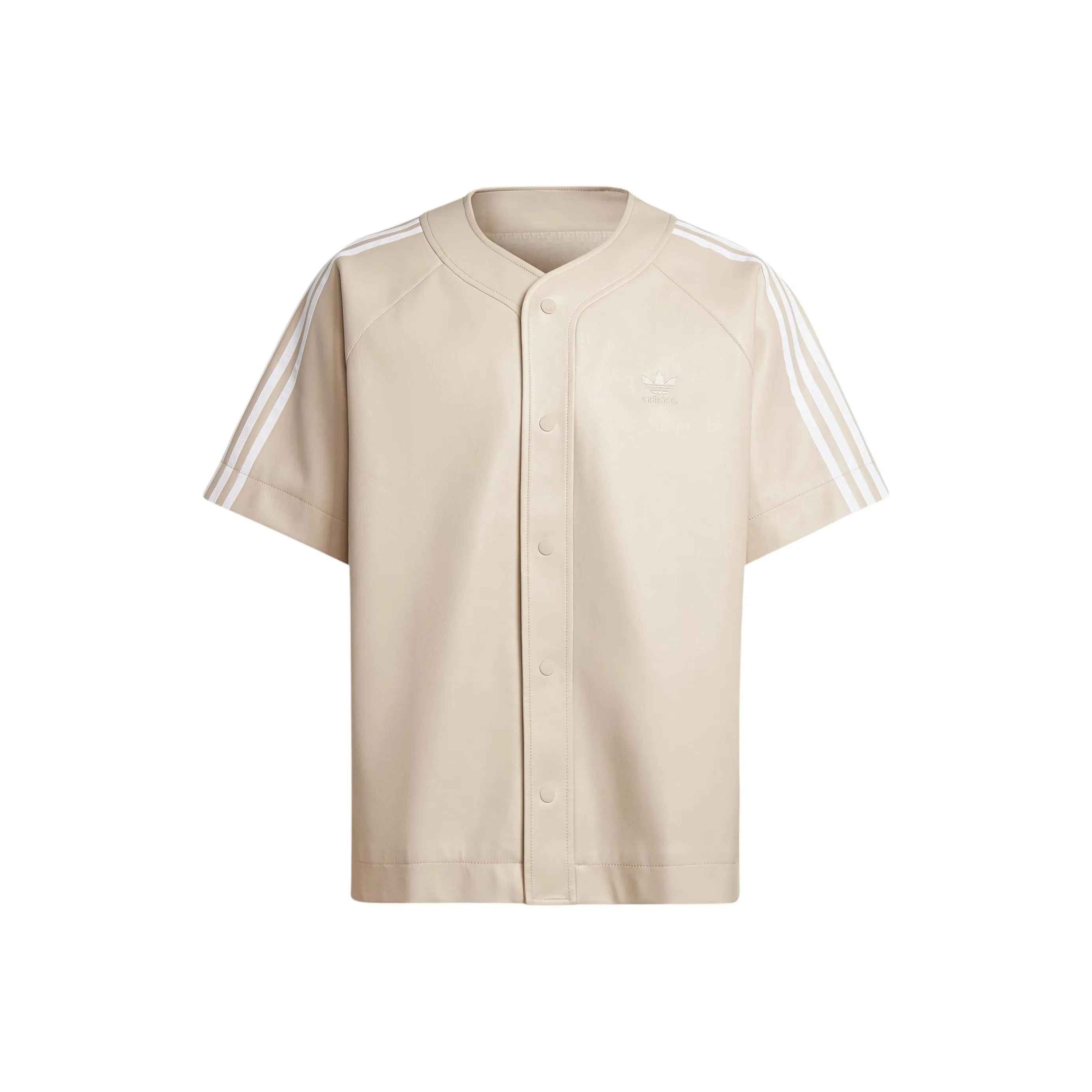 adidas originals Faux Leather Adicolor 3 Stripes Baseball Shirt Beige