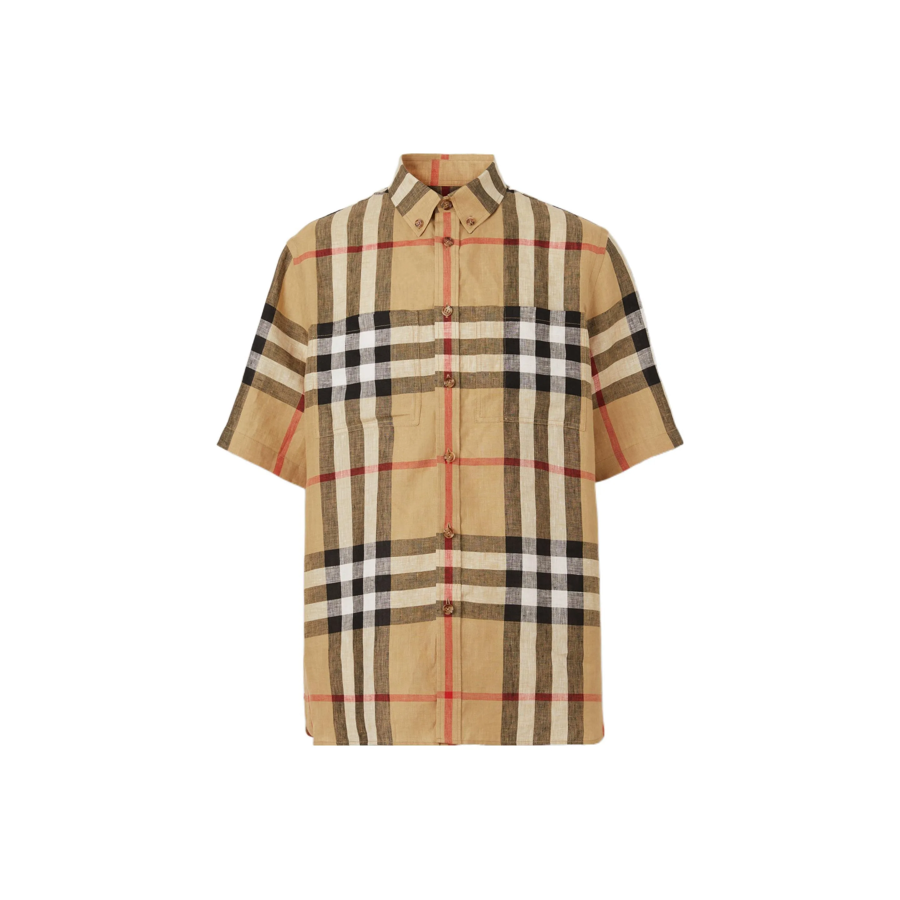 Burberry Check Linen Oversized Short sleeve Shirt
