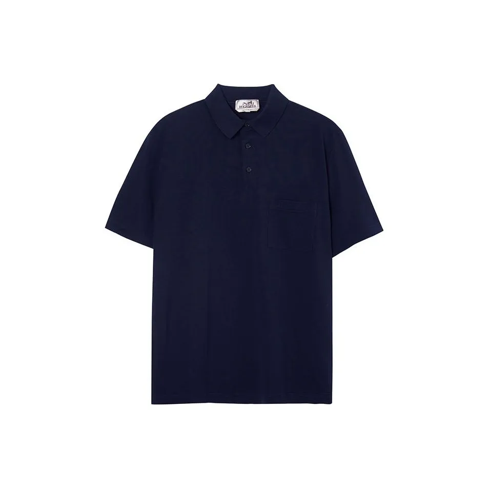 HERMES Polo Shirt Men's Marine Blue