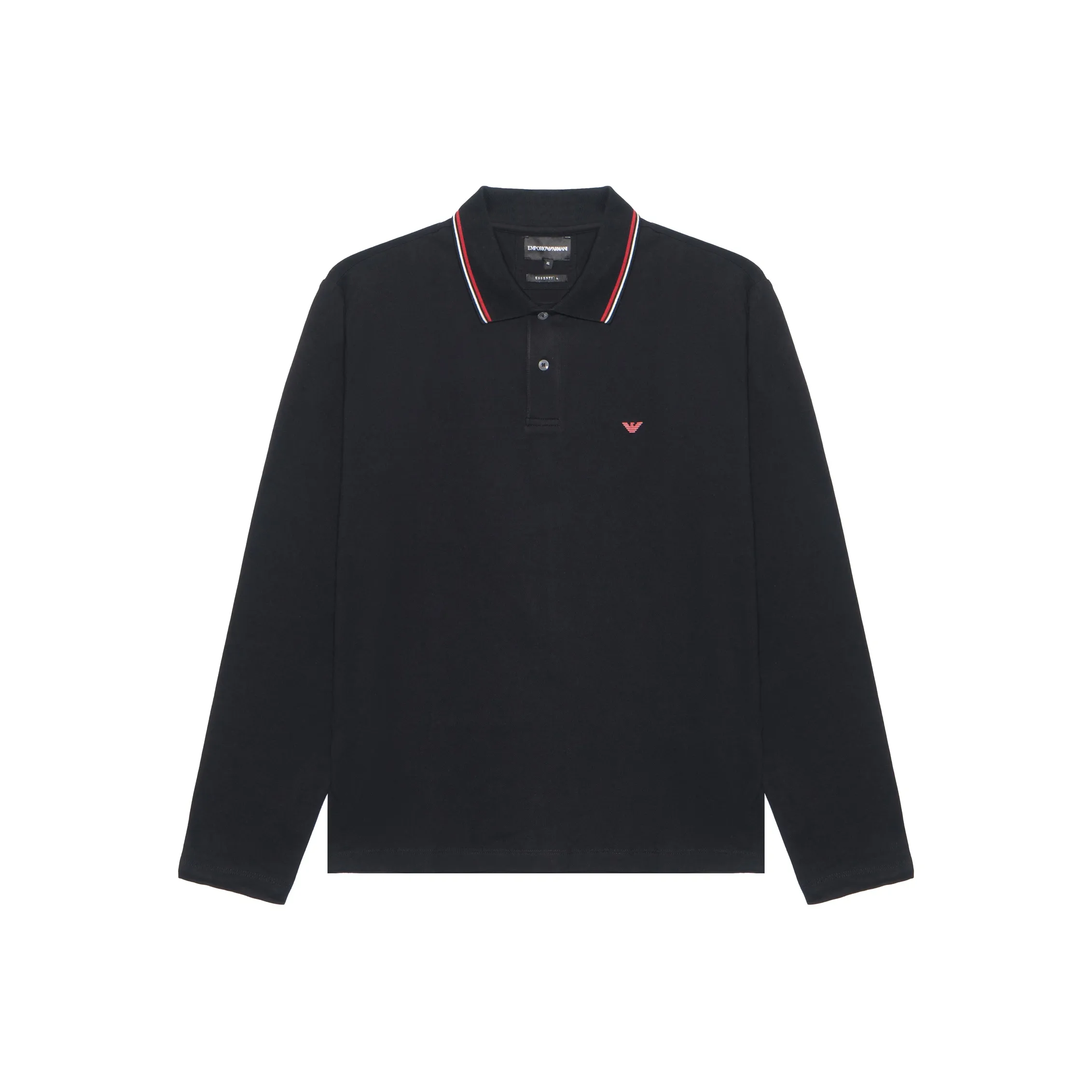 EMPORIO ARMANI Micro Eagle Embroidered Long Sleeved Polo Shirt