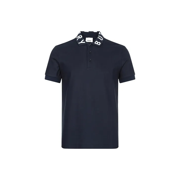 Burberry Men's Ryland Collar Logo Polo Shirt Navy