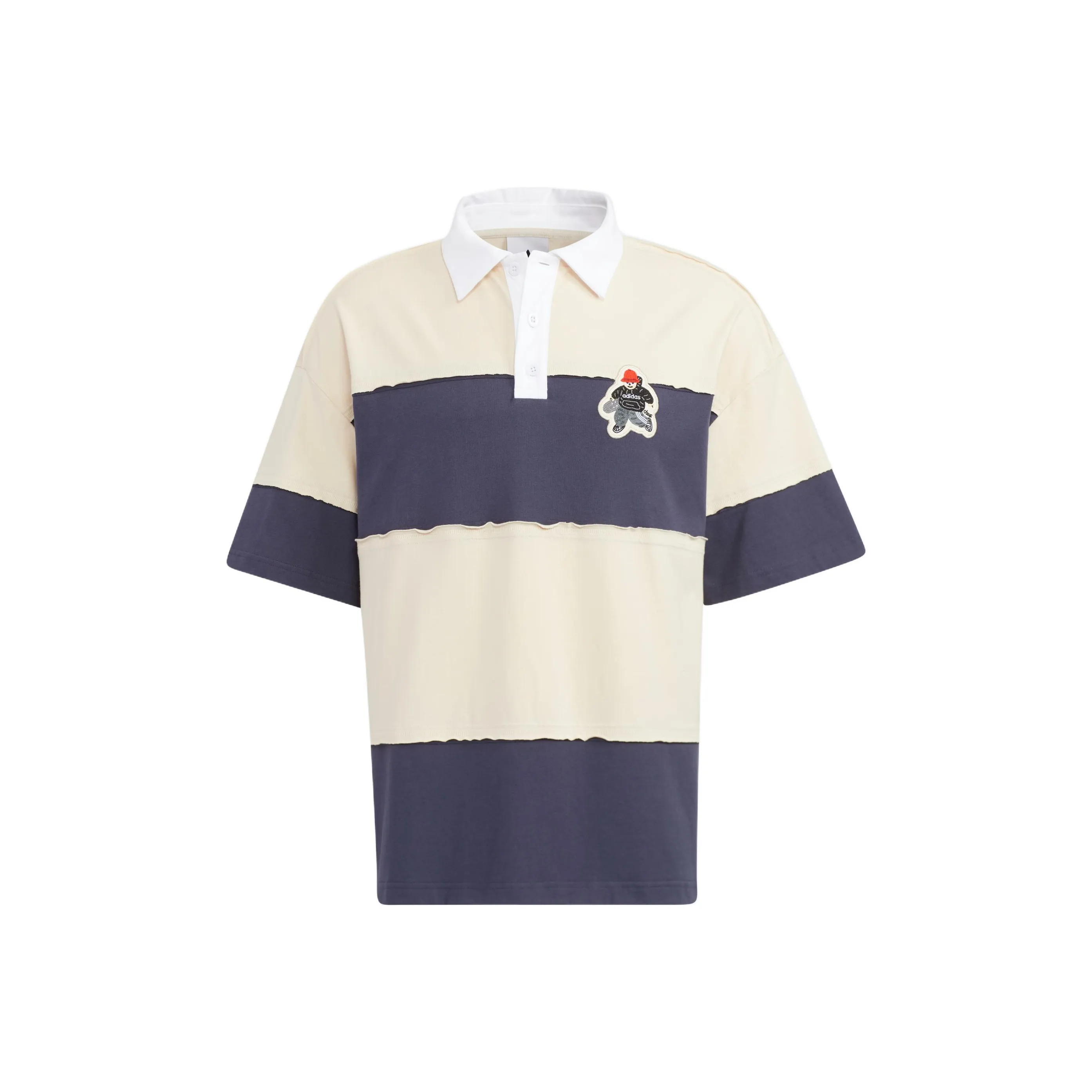 adidas originals CHARR Cartoon Striped Colorblock Polo Shirt Yellow