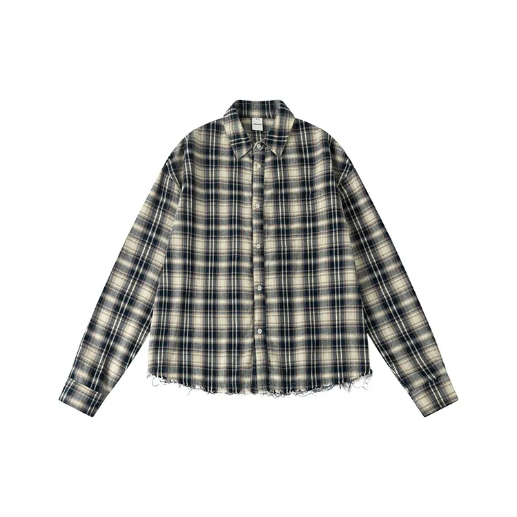 COUNTRY MOMENT Shirt Unisex Beige Blue Plaid