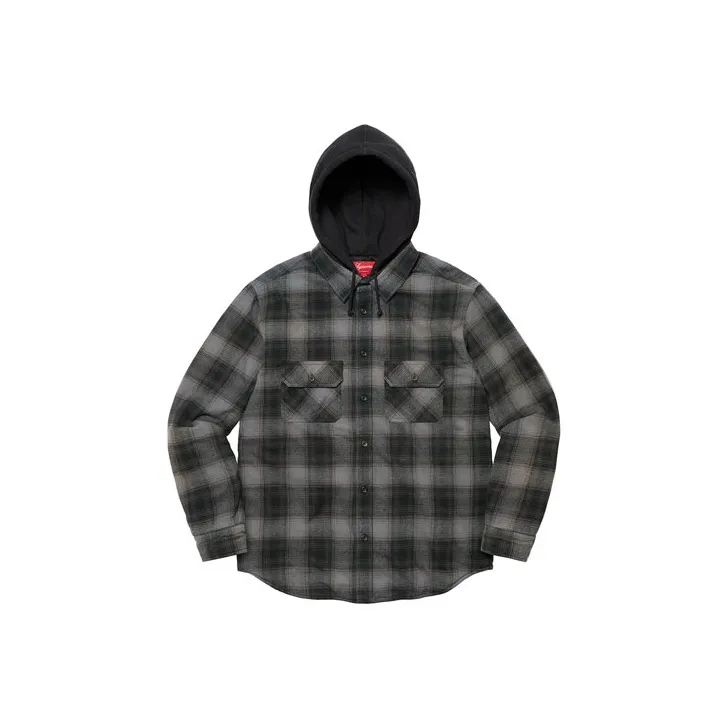 Supreme Hooded Flannel Zip Up Shirt