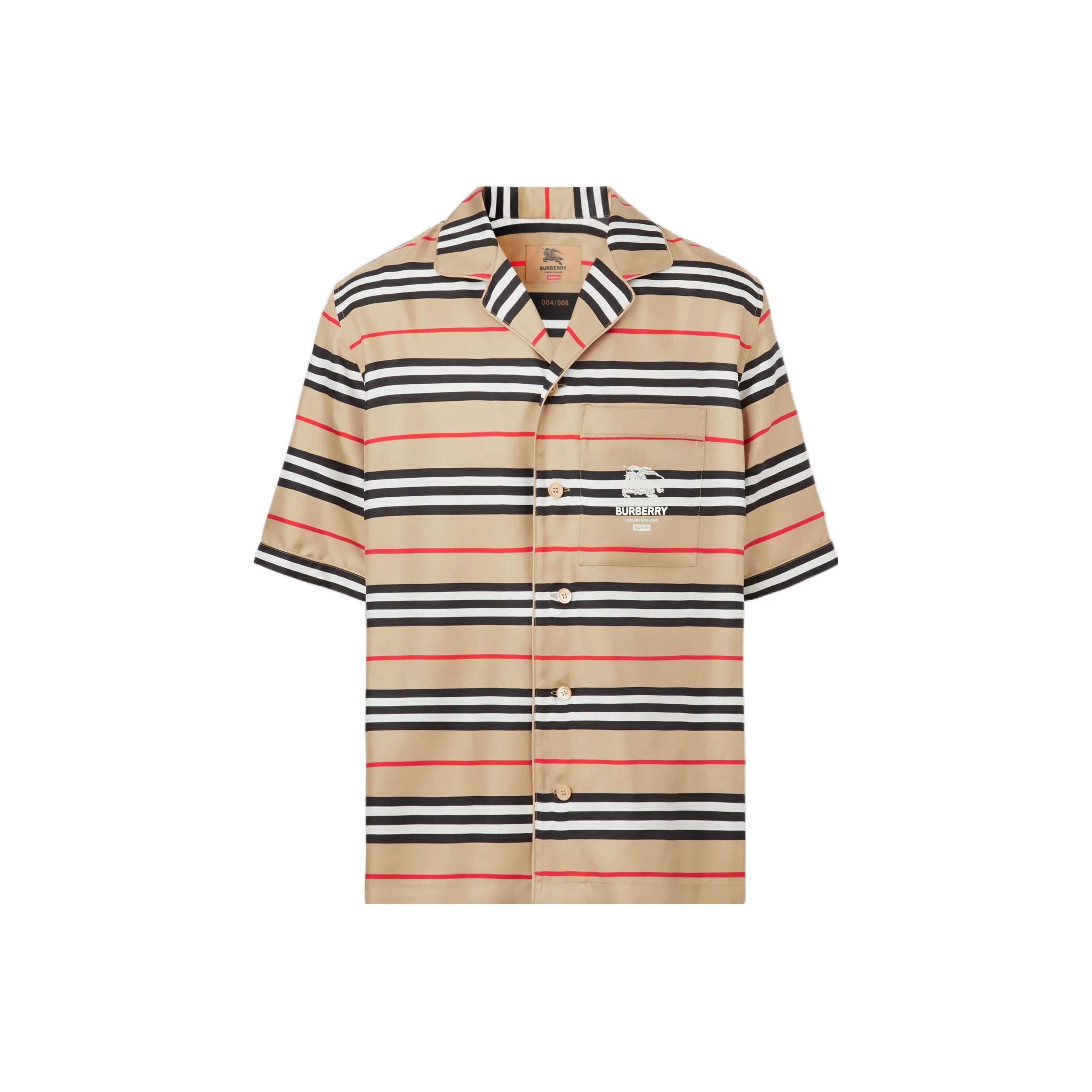 Supreme X Burberry Icon Stripe Silk Pyjama Shirt Burberry Exclusive