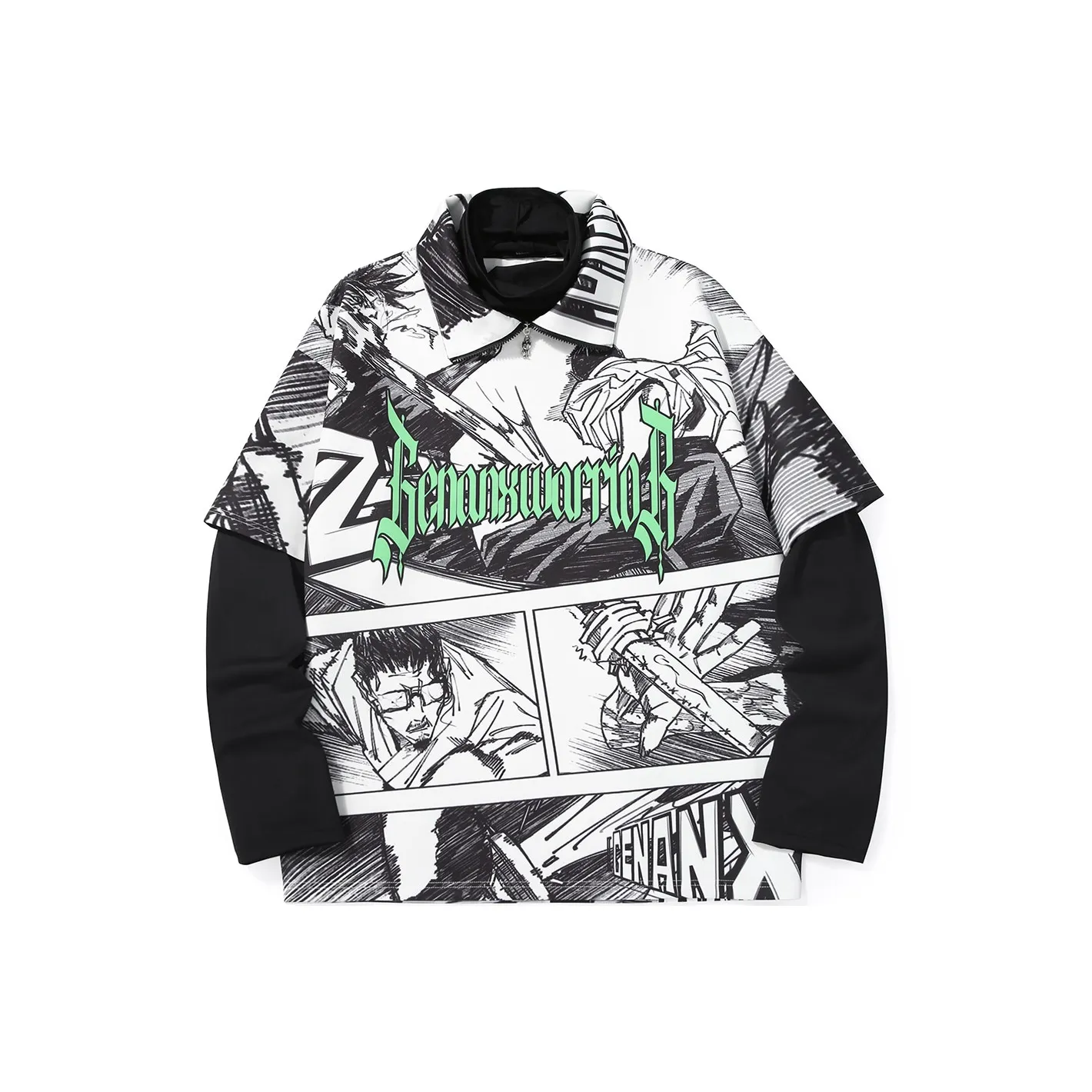 GENANX Белый с Черным узором Унисекс Свитшоты