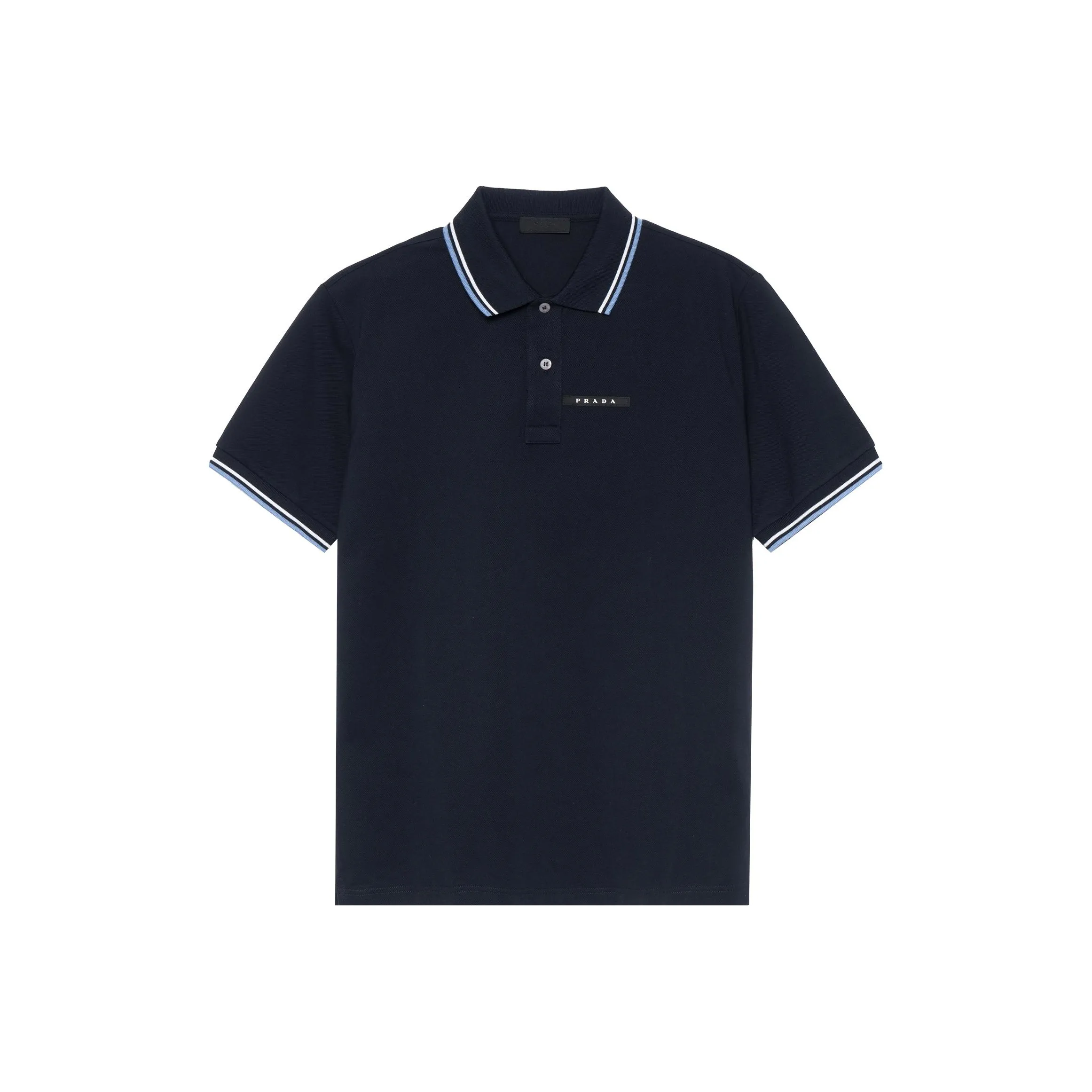 PRADA Plain Cotton Logo Luxury Outlet Polos