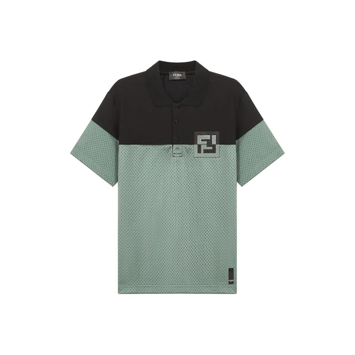 FENDI Polo Shirt Men's Black Sage Green