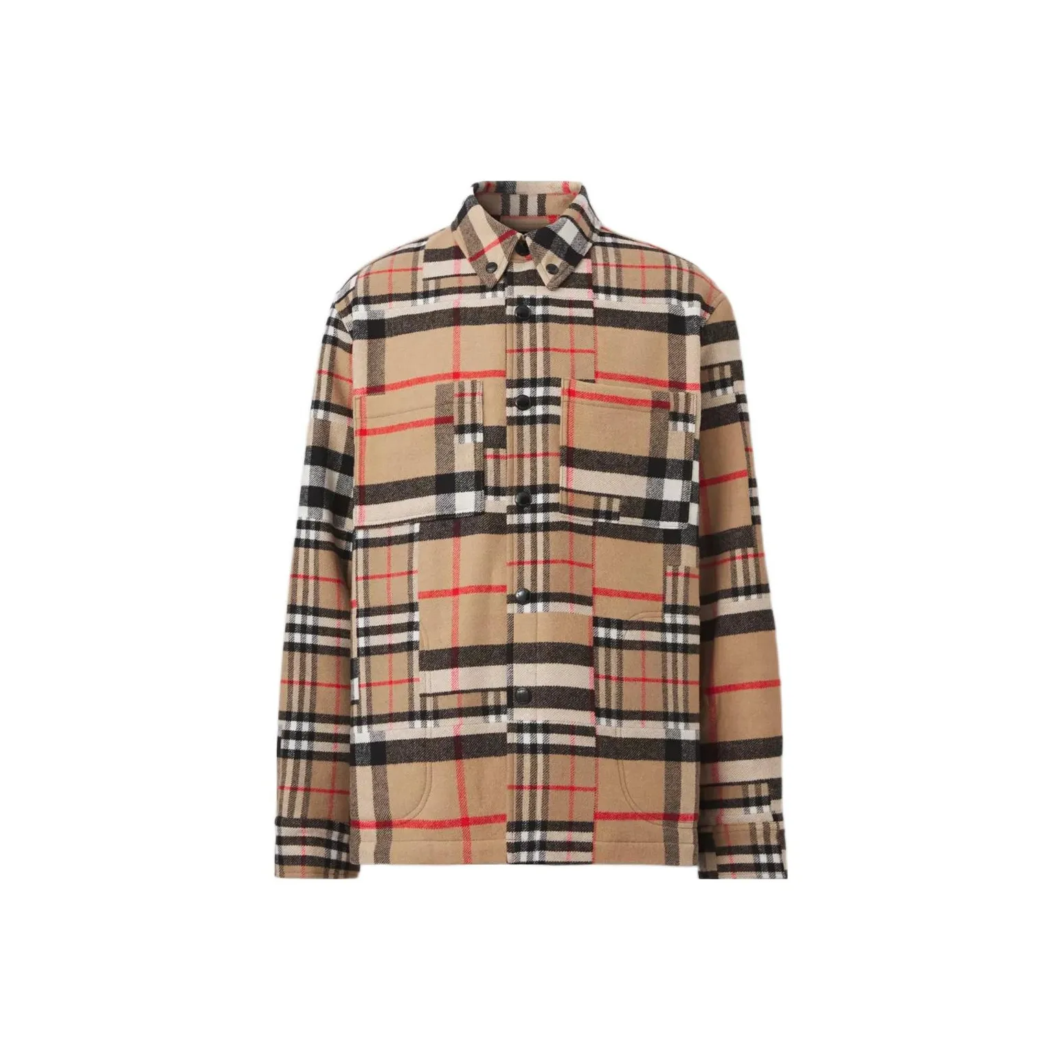 Burberry Check Pattern Patchwork Wool Oversized Overshirt