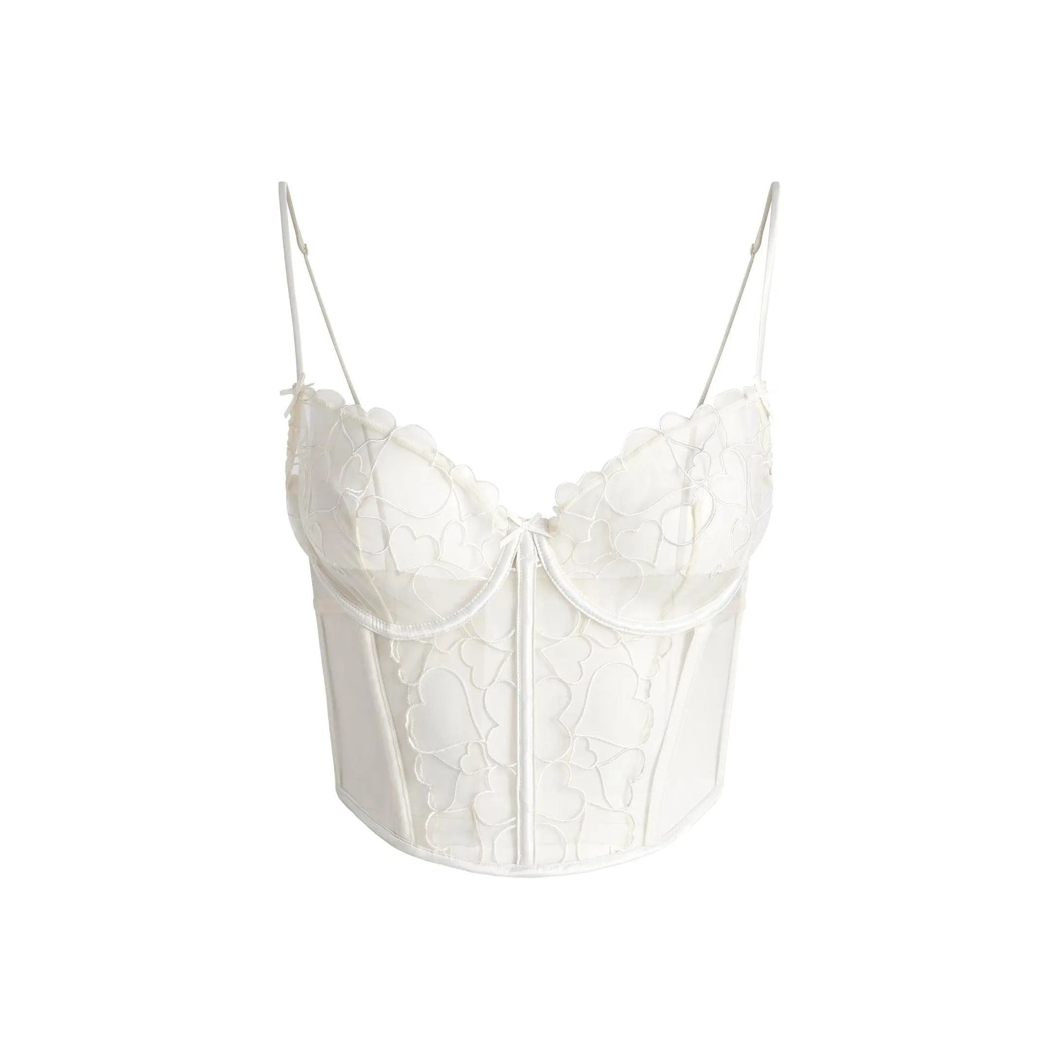 SKIMS Вышитый Тюль Укороченный Топ на бретелях CORSET Женские