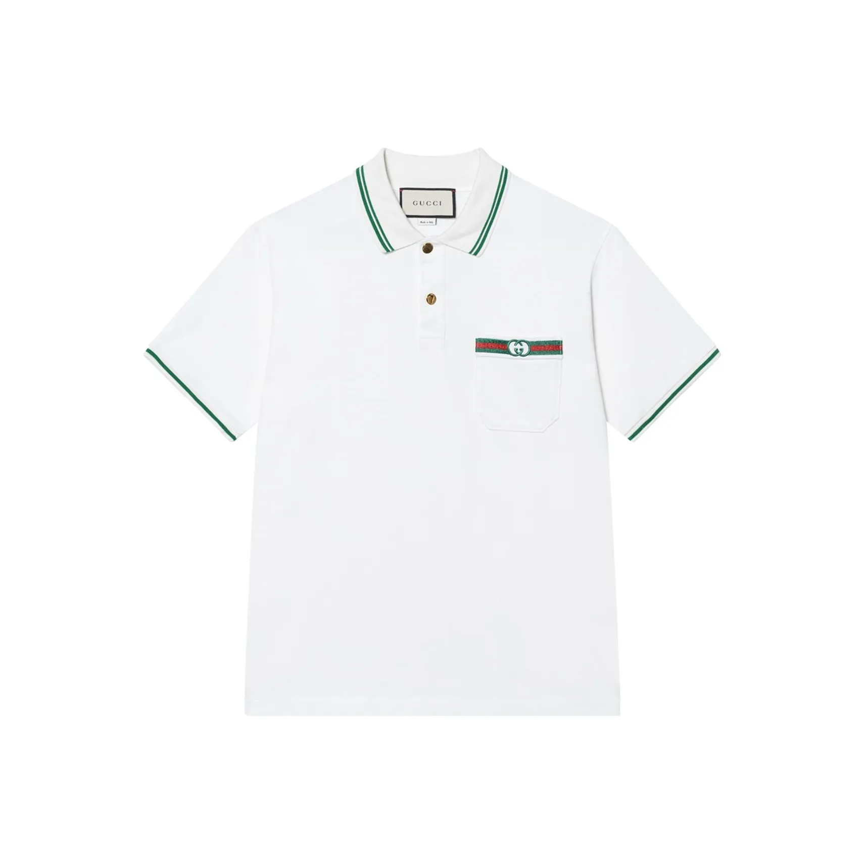 GUCCI Men Web And Interlocking G Cotton Polo Shirt
