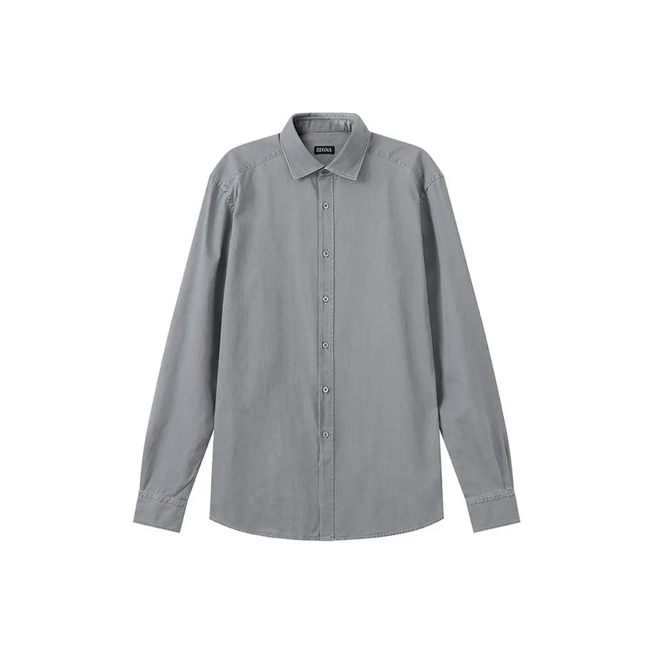 Ermenegildo Zegna Light Gray Men's Shirts Эргенжильдо Зегна Светло-Серые Мужские Рубашки