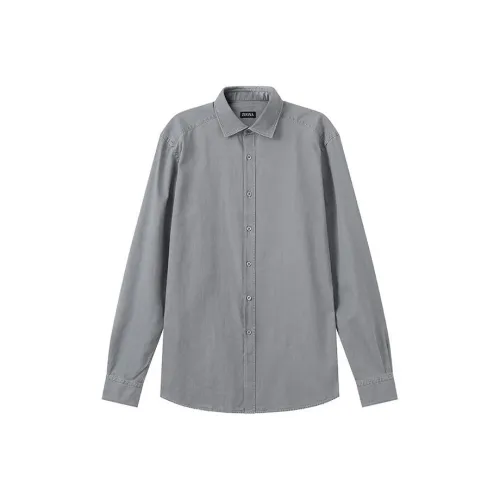 Ermenegildo Zegna Светло-серые Мужские Рубашки