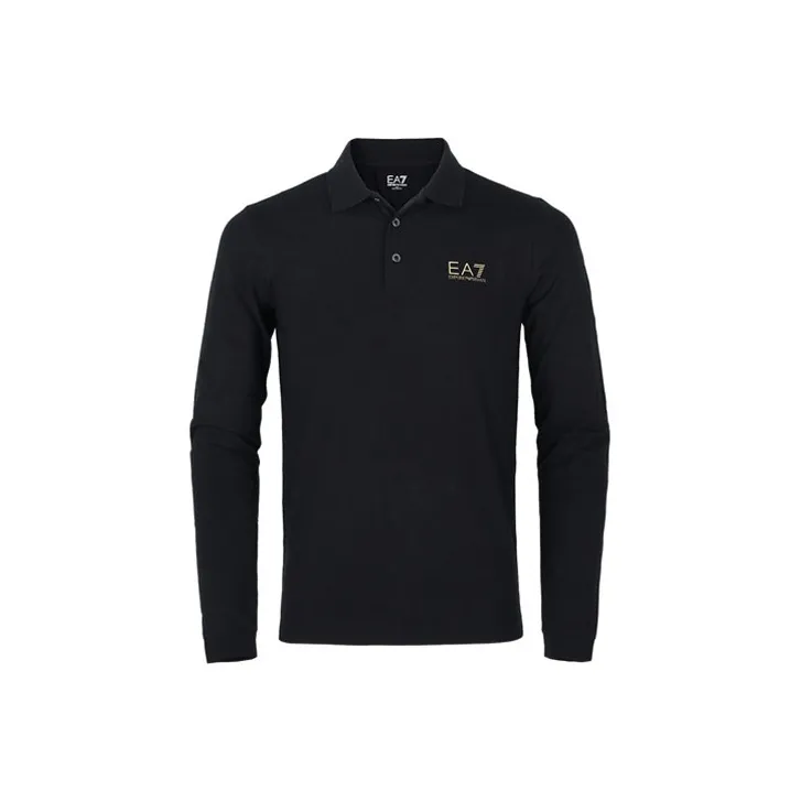 EMPORIO ARMANI EA7 Polo Shirt Men's Black Gold Logo