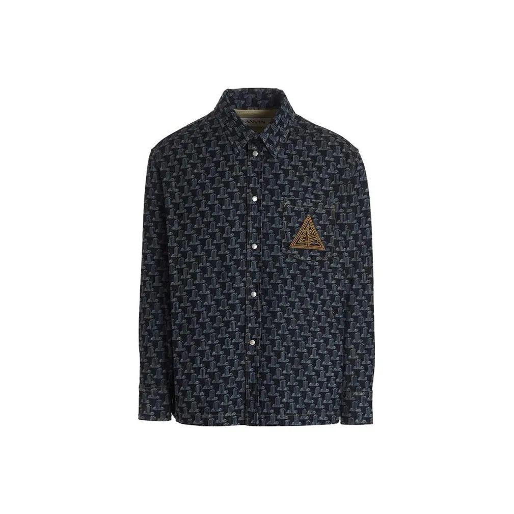 Lanvin Мужские рубашки морского синего цвета