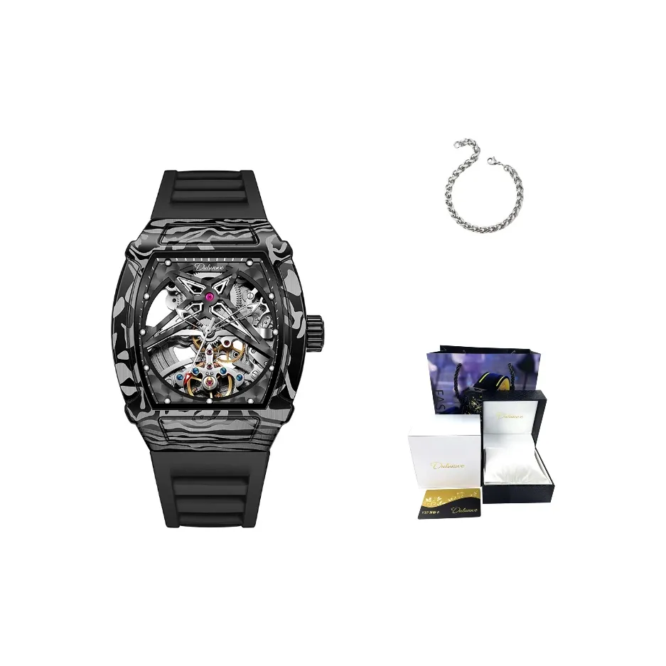 Dulunwe Fissioner Collection Автоматический Механический Механизм TPU Ремешок Часы Мужские Черный Циферблат