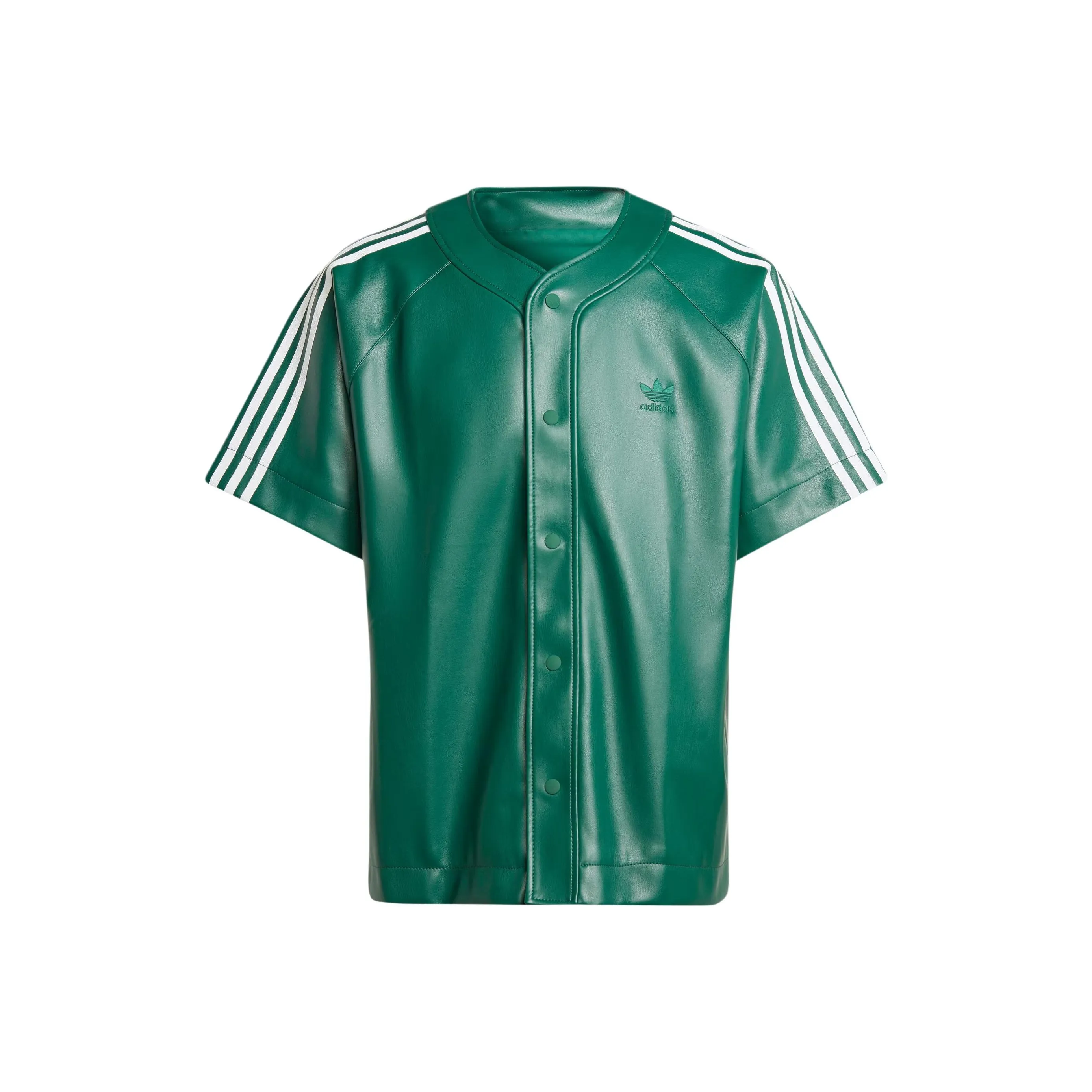 adidas originals Faux Leather Adicolor 3 Stripes Baseball Shirt Green