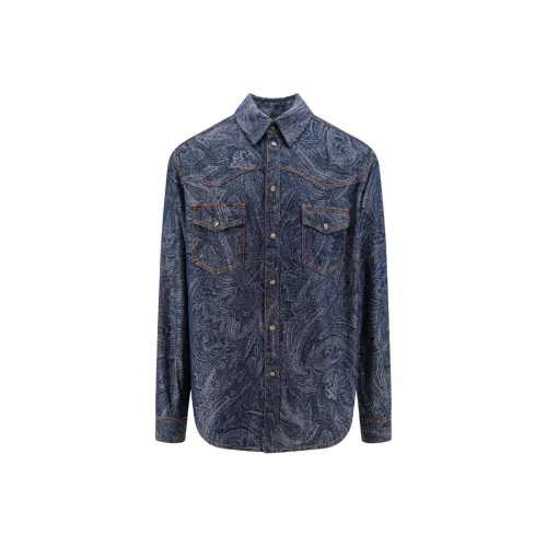 ETRO Синие Мужские Рубашки