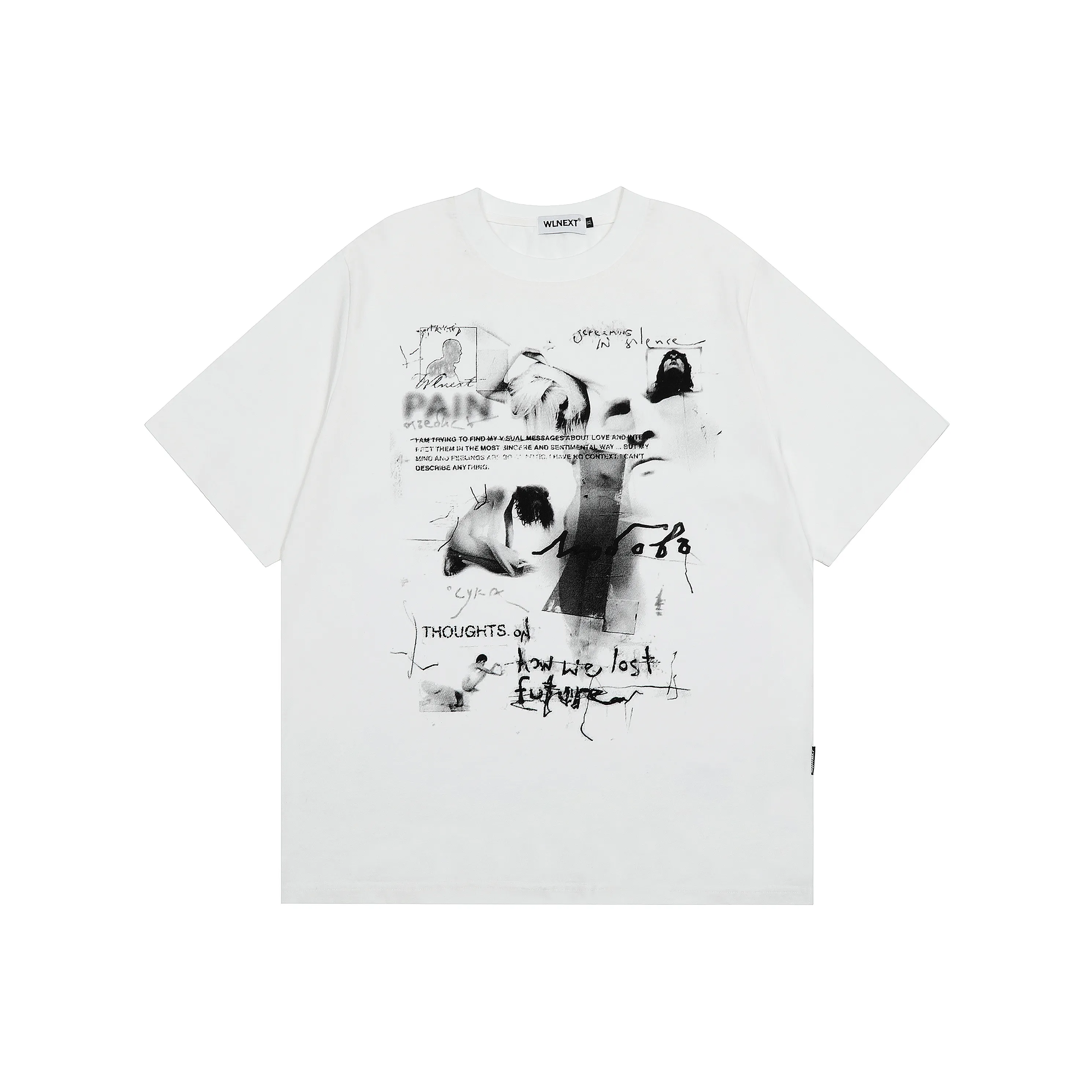 WLNEXT T-рубашка Премиум Уличный Скейтинг Топ Тело Рубашка Унисекс Белый