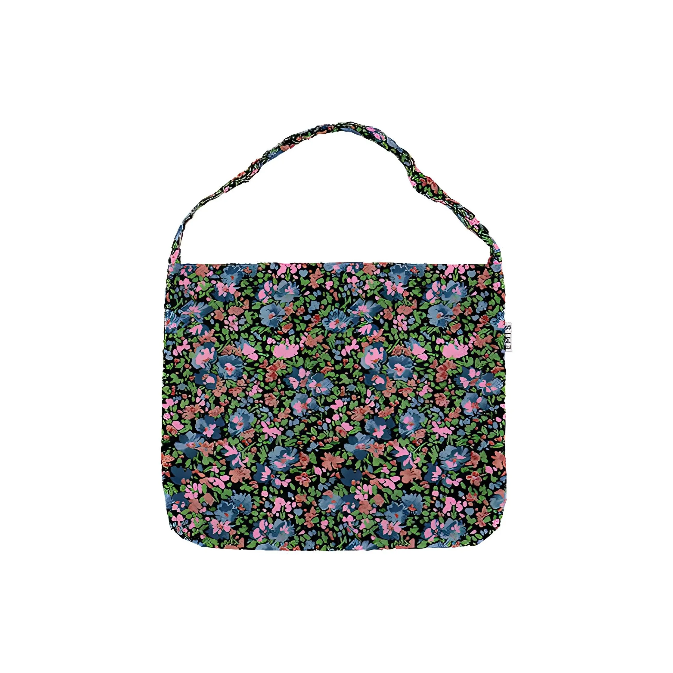 Emis Хлопок Тоут Сумка Сумка для покупок Сумка на плечо Сумка для женщин Разрисованный Цветочный Черный