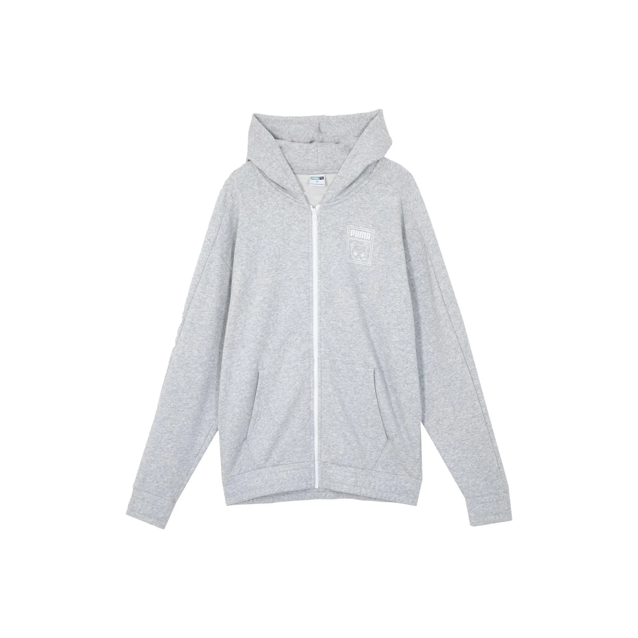 PUMA NEKO GRAPHIC T7 FZ HOODIE Sweatshirt Unisex Light Mixed Gray