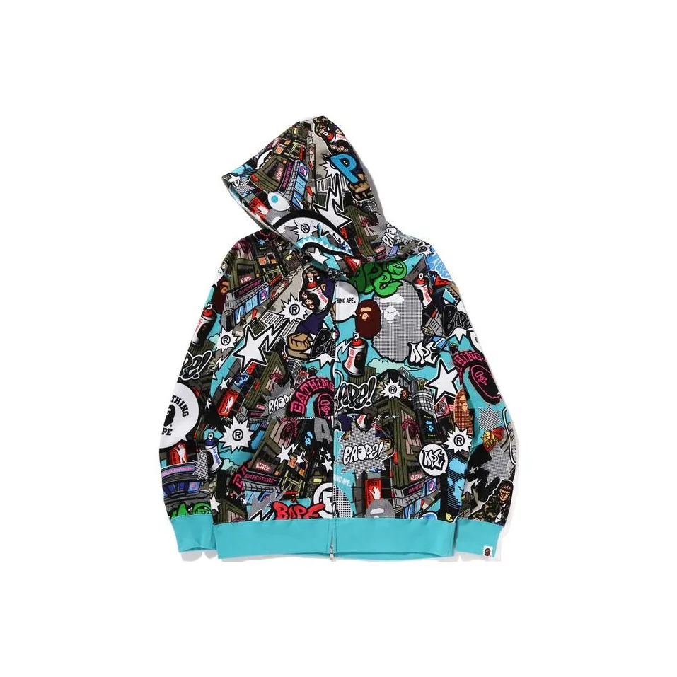 Bape Comic Art Shark Zip Hoodie