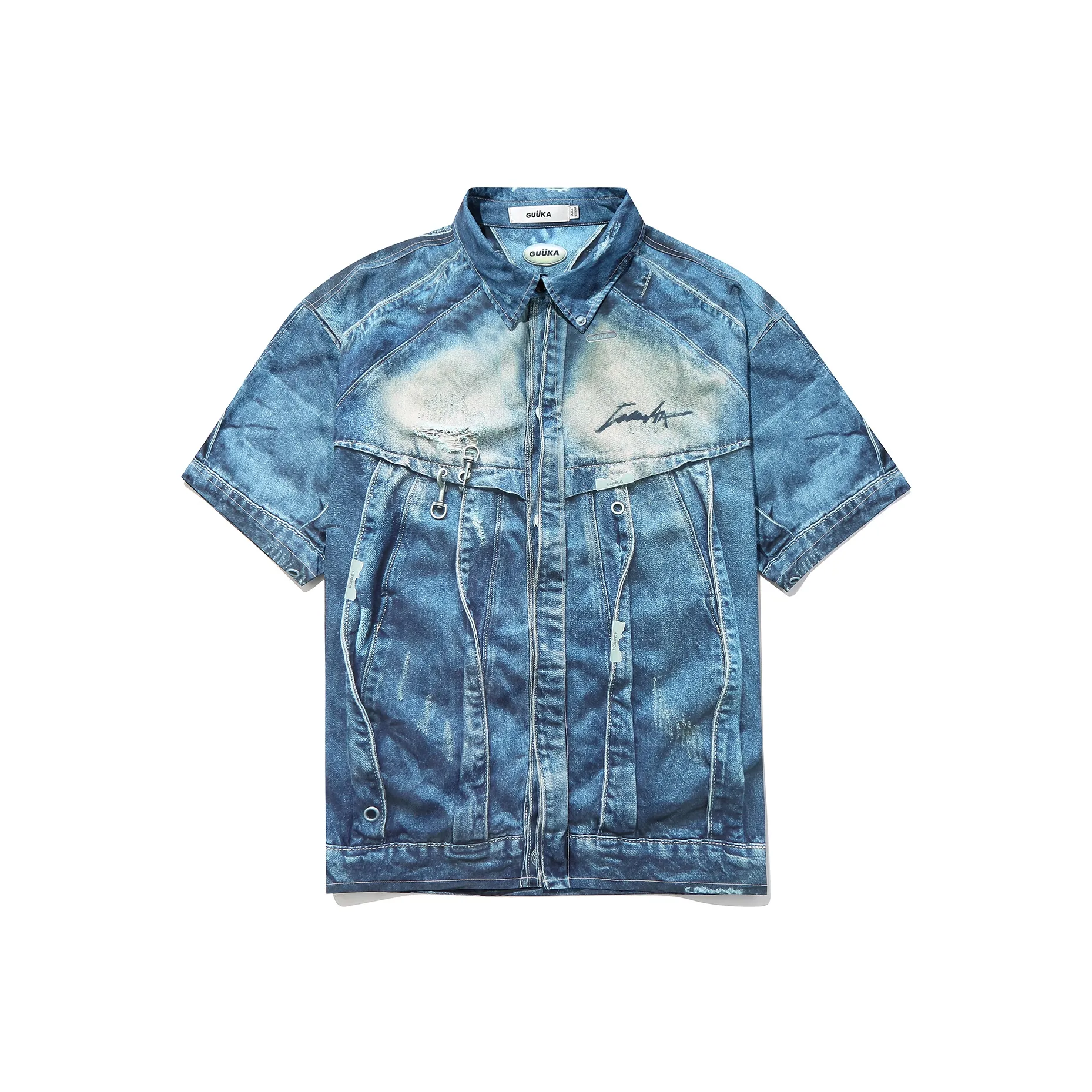 Guuka Short Sleeved Shirt Men's Denim Blue