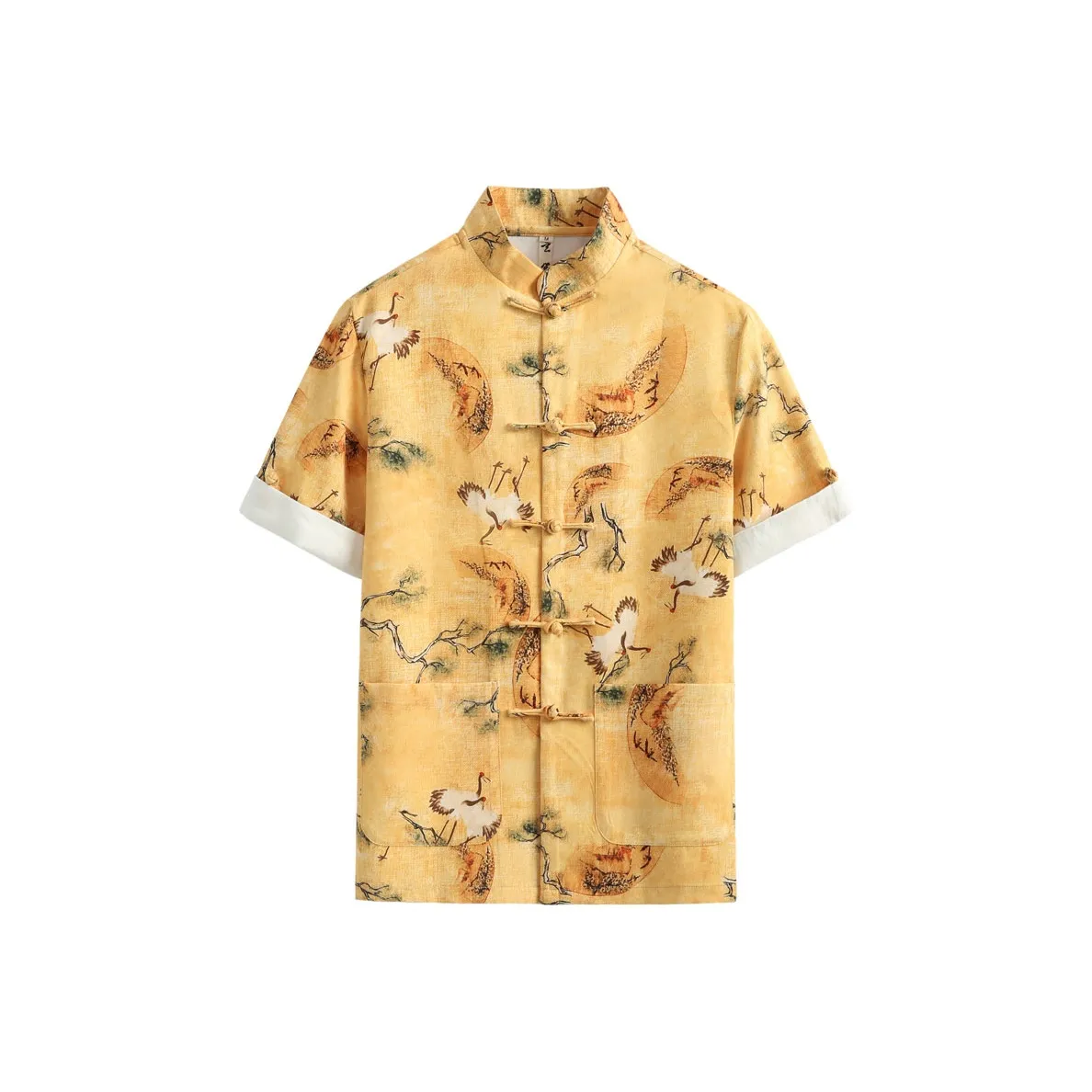 XUANSHENG Рубашка Мужская Желтая Журавль
