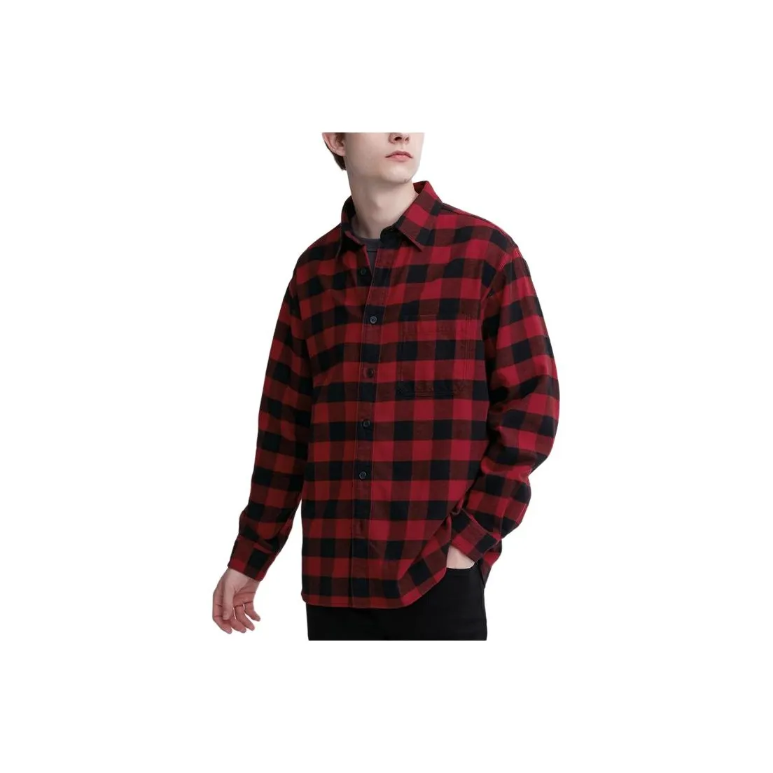 UNIQLO Кораллово-красные унисекс рубашки