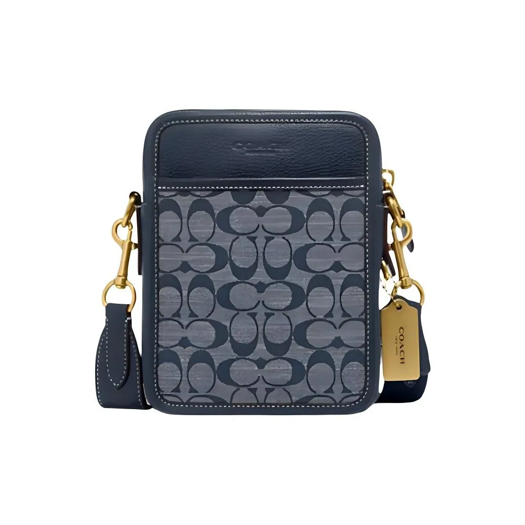 COACH Sullivan Жаккардовая ткань с коровьей кожей Сумка через плечо Сумка на плечо Маленький Мужской Деним