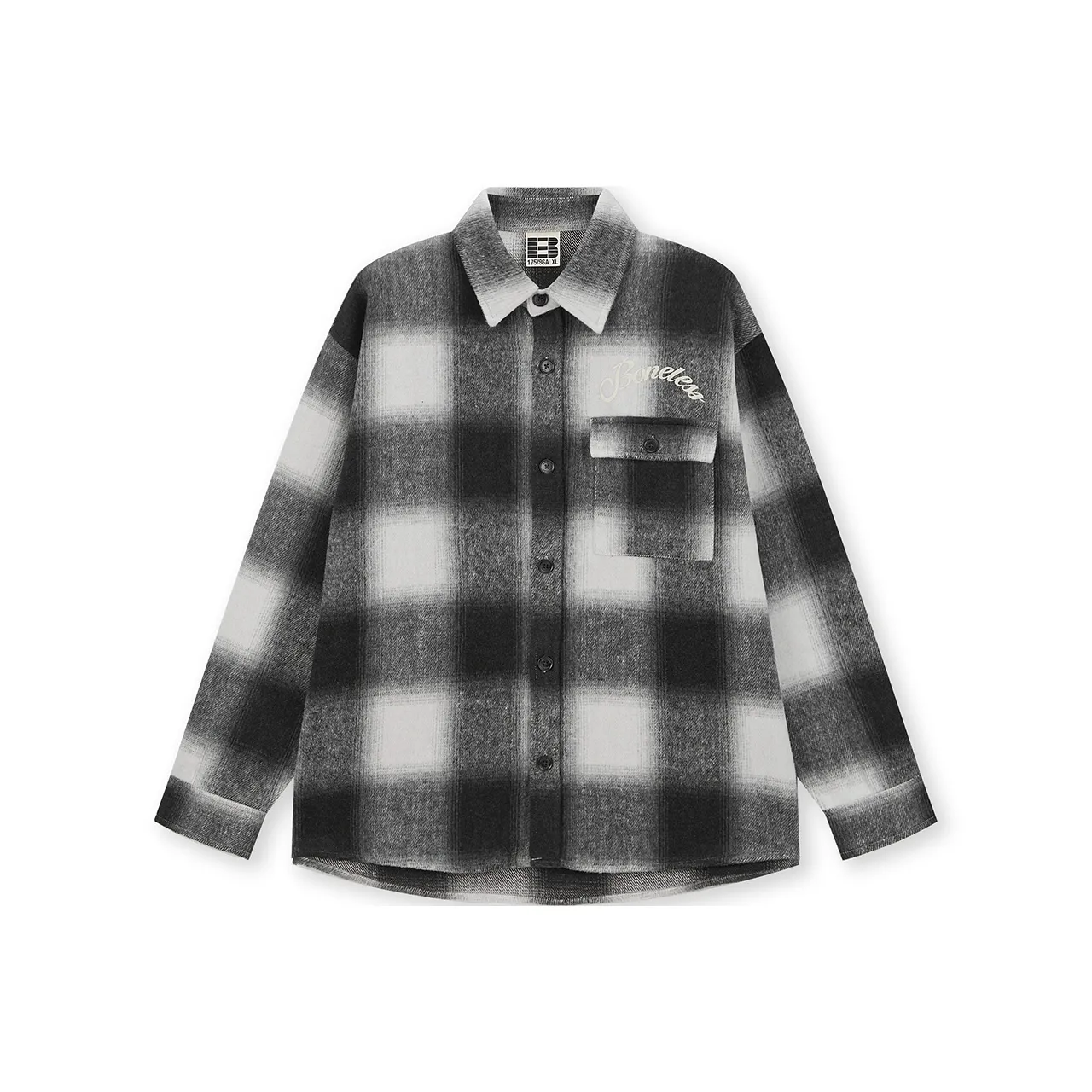 Бейсик без швов рубашка унисекс черный и белый в клетку