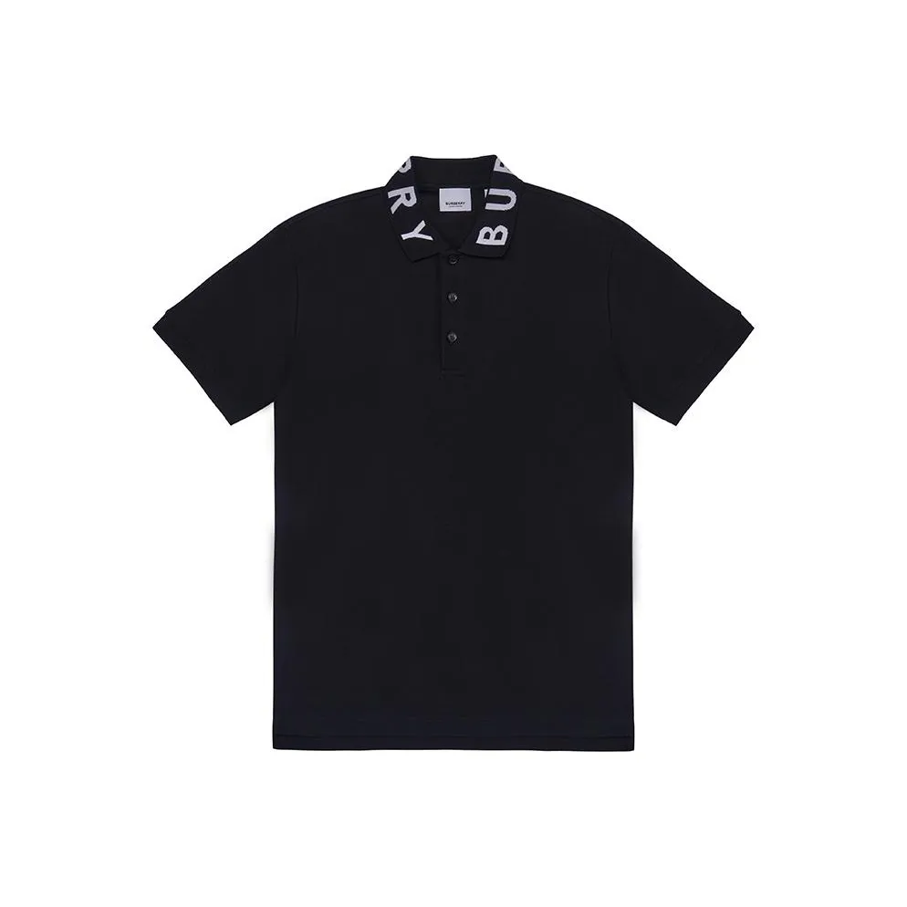 Burberry Men Ryland Collar Logo Polo Black