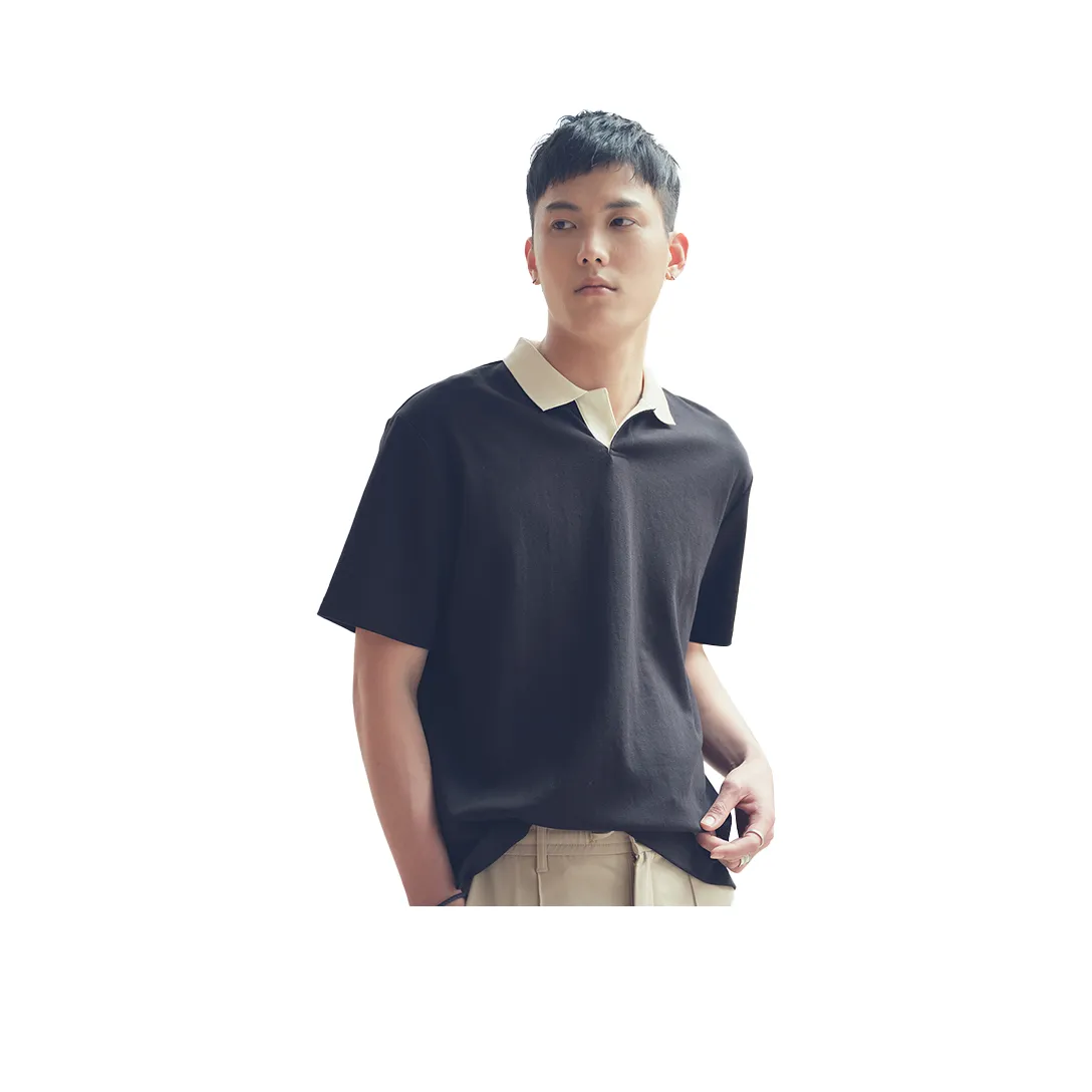 A.B.X Color Block Отложной воротник Короткий рукав Поло Мужской