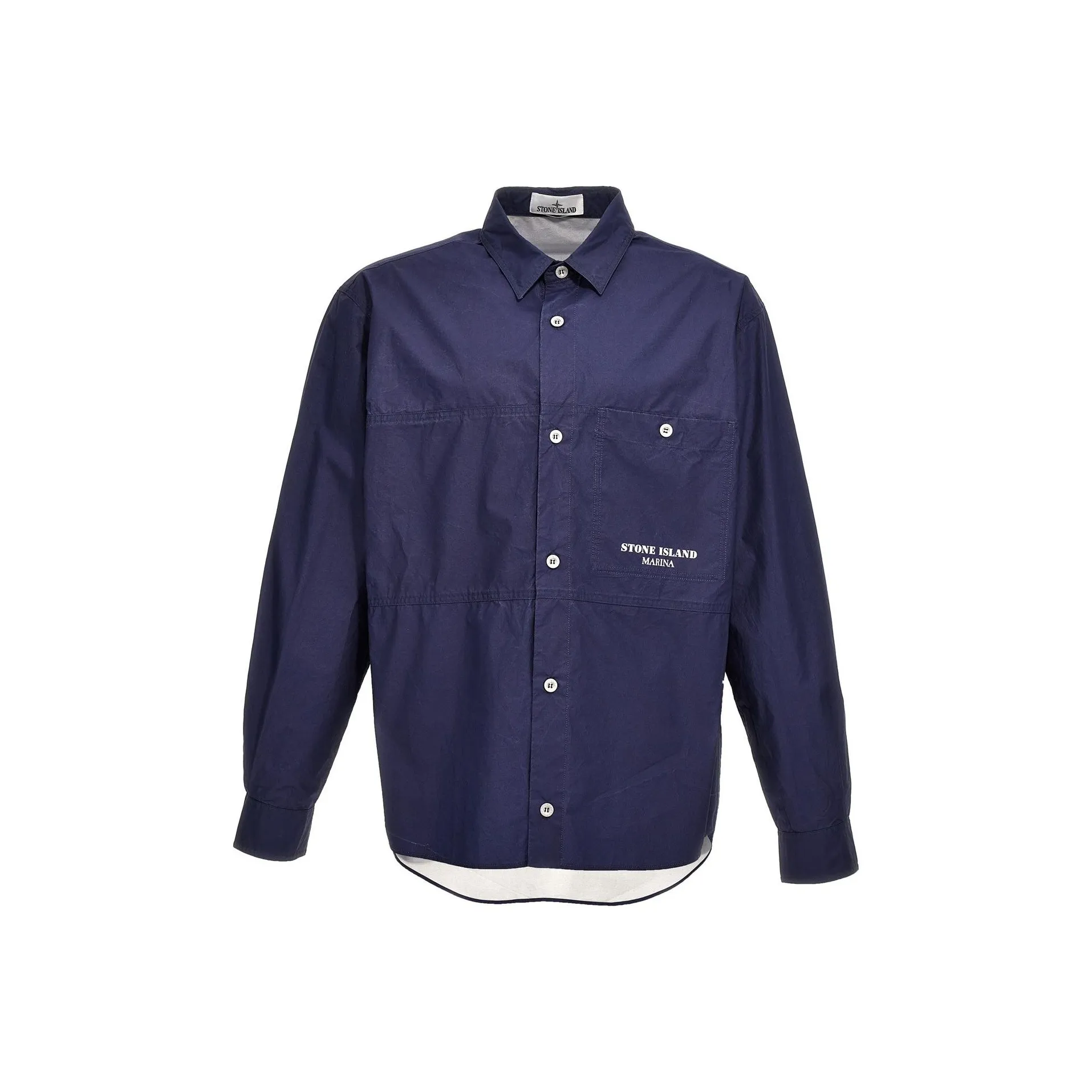STONE ISLAND Logo Printed Striped Overshirt