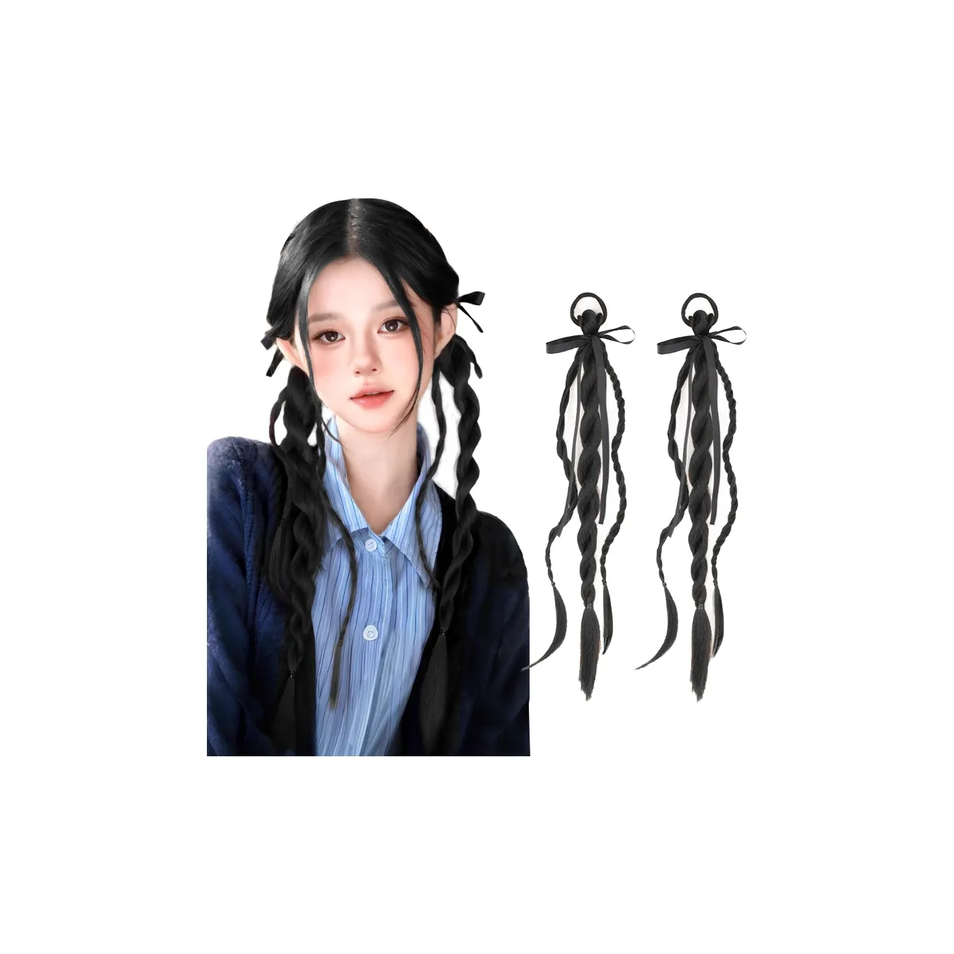 QIYEXUE Cute Bear Ribbon Double Twist TWISTED Косичка Парики