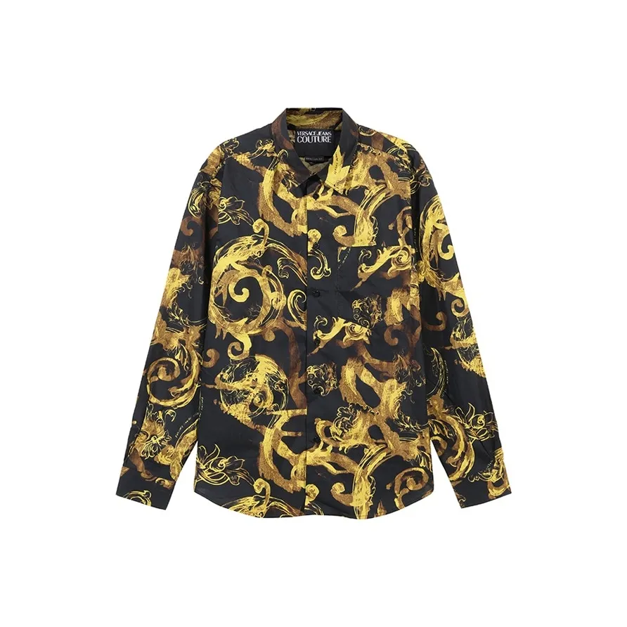 VERSACE JEANS COUTURE FW24 Рубашка Мужская Черная Желтая