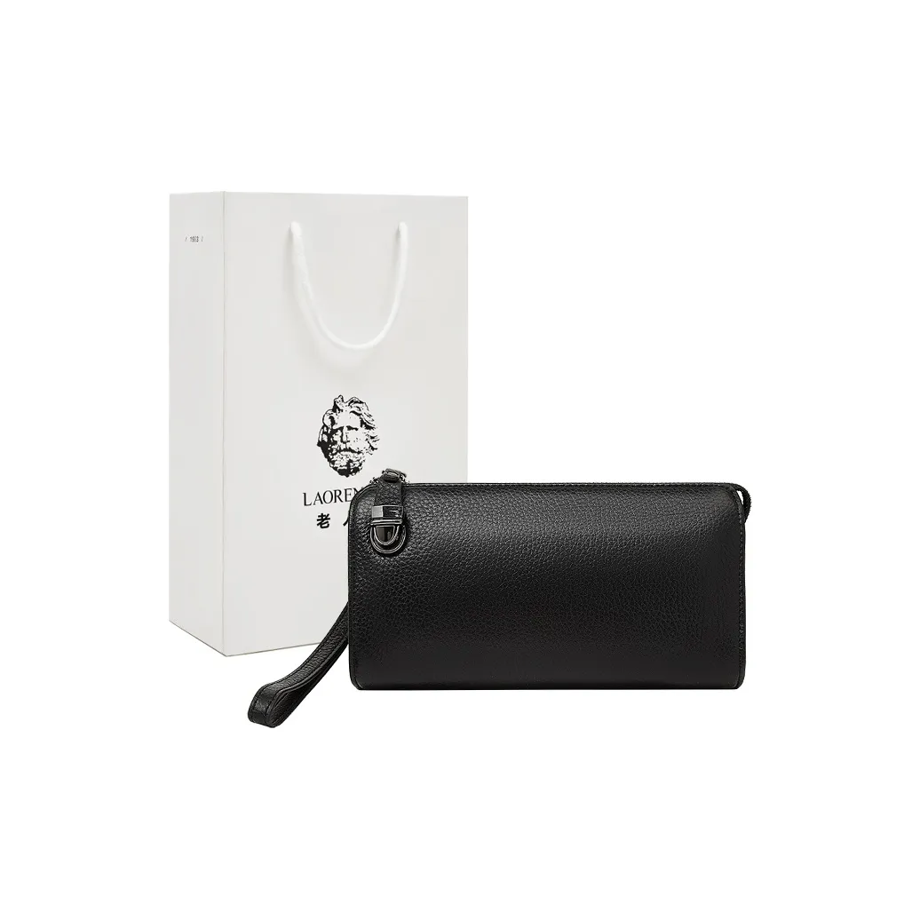 Old Man's Head Клатч из крупнозернистой текстуры коровьей кожи стандартный мужской черный