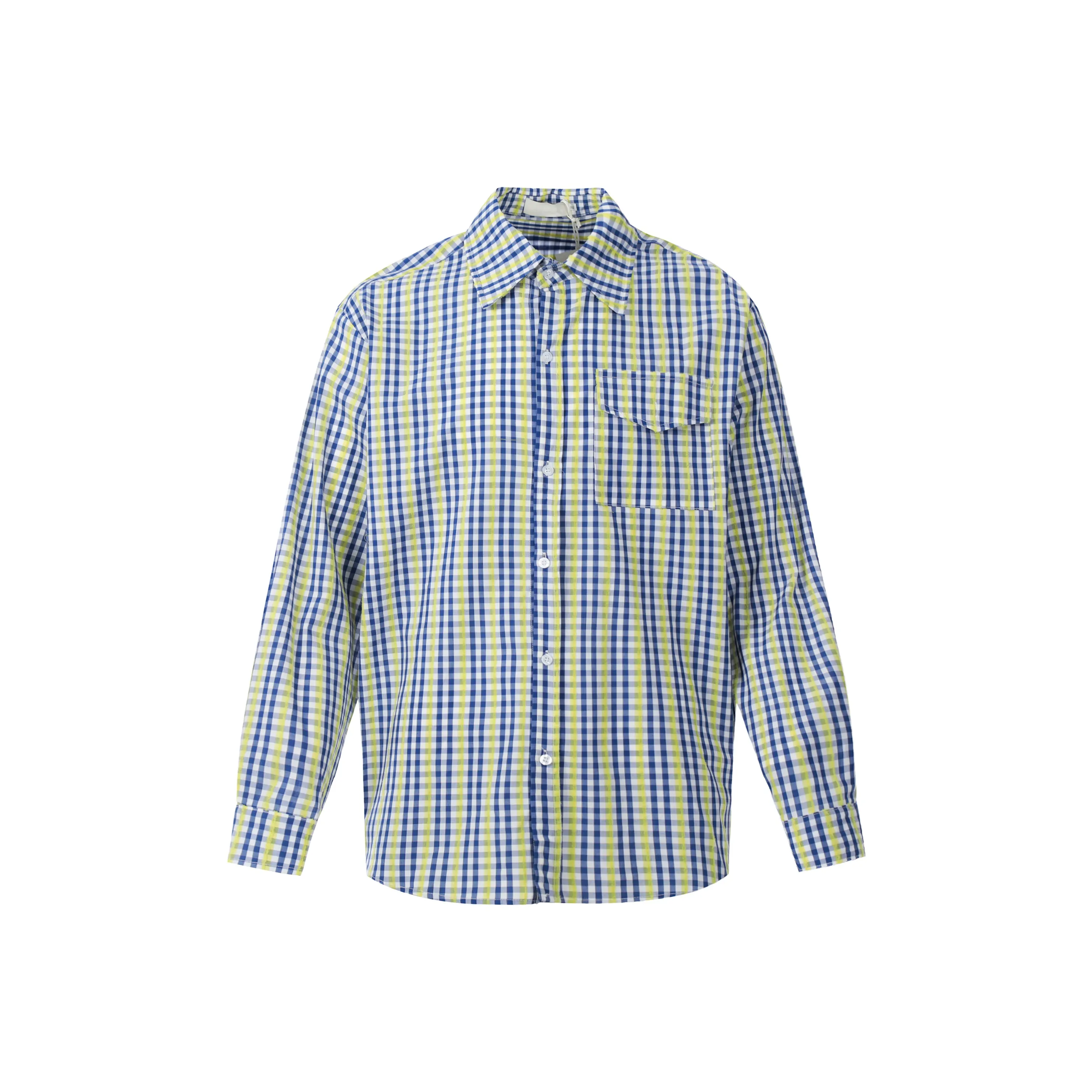 GBXM Рубашка Унисекс Синий Желтый Клетка