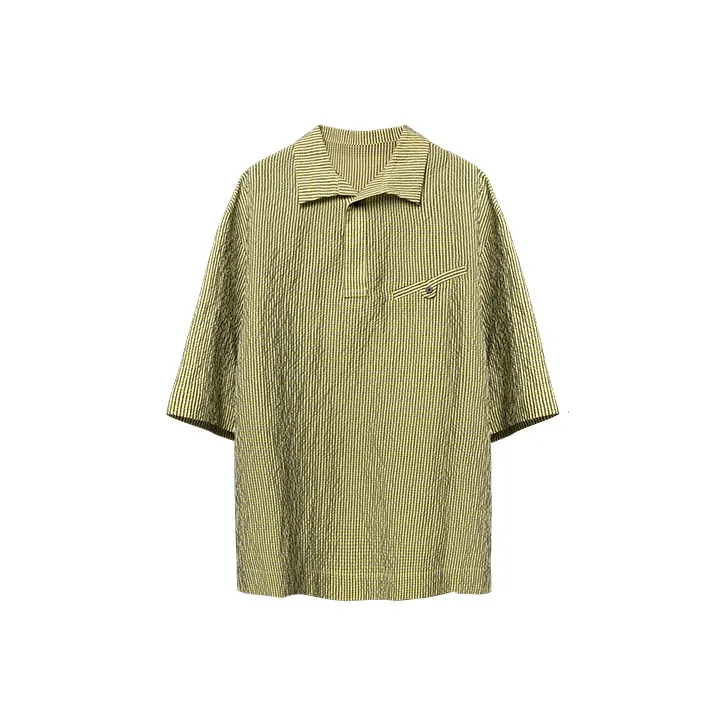 HUANXIANGZHE Рубашка с половиной рукава унисекс желтая