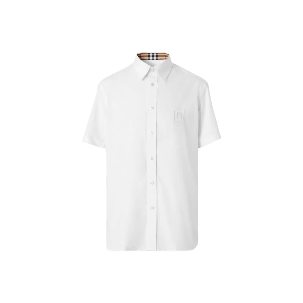 Burberry FW22 Men Logo Embroidery Single-Breasted Short Sleeve Shirt White