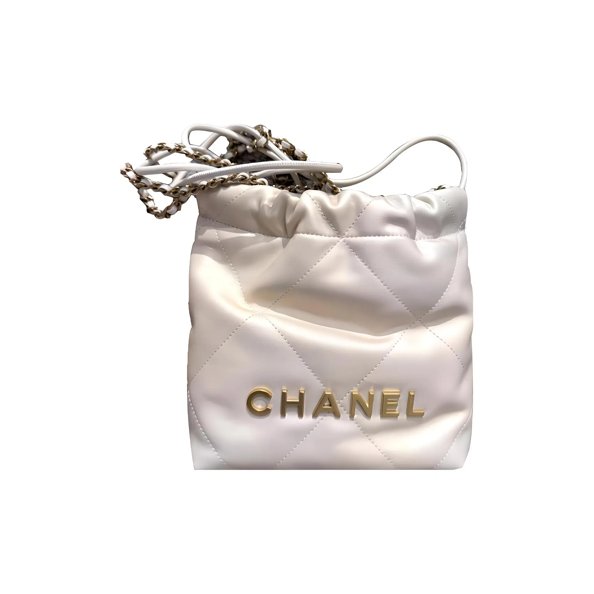 CHANEL 22Bag Calfskin Bucket Bag, Shoulder Bag, Crossbody Bag Mini Women's Pearl/Pearl White Gradient