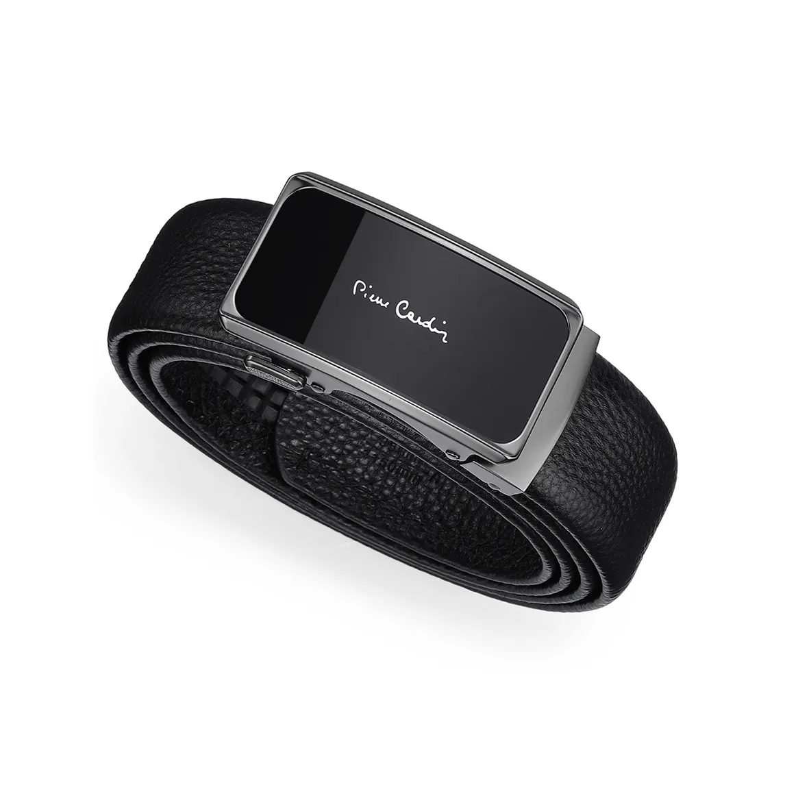 PIERRE CARDIN Ремень из крупнозернистой текстуры коровьей кожи бренд мужской черный 3,5 см