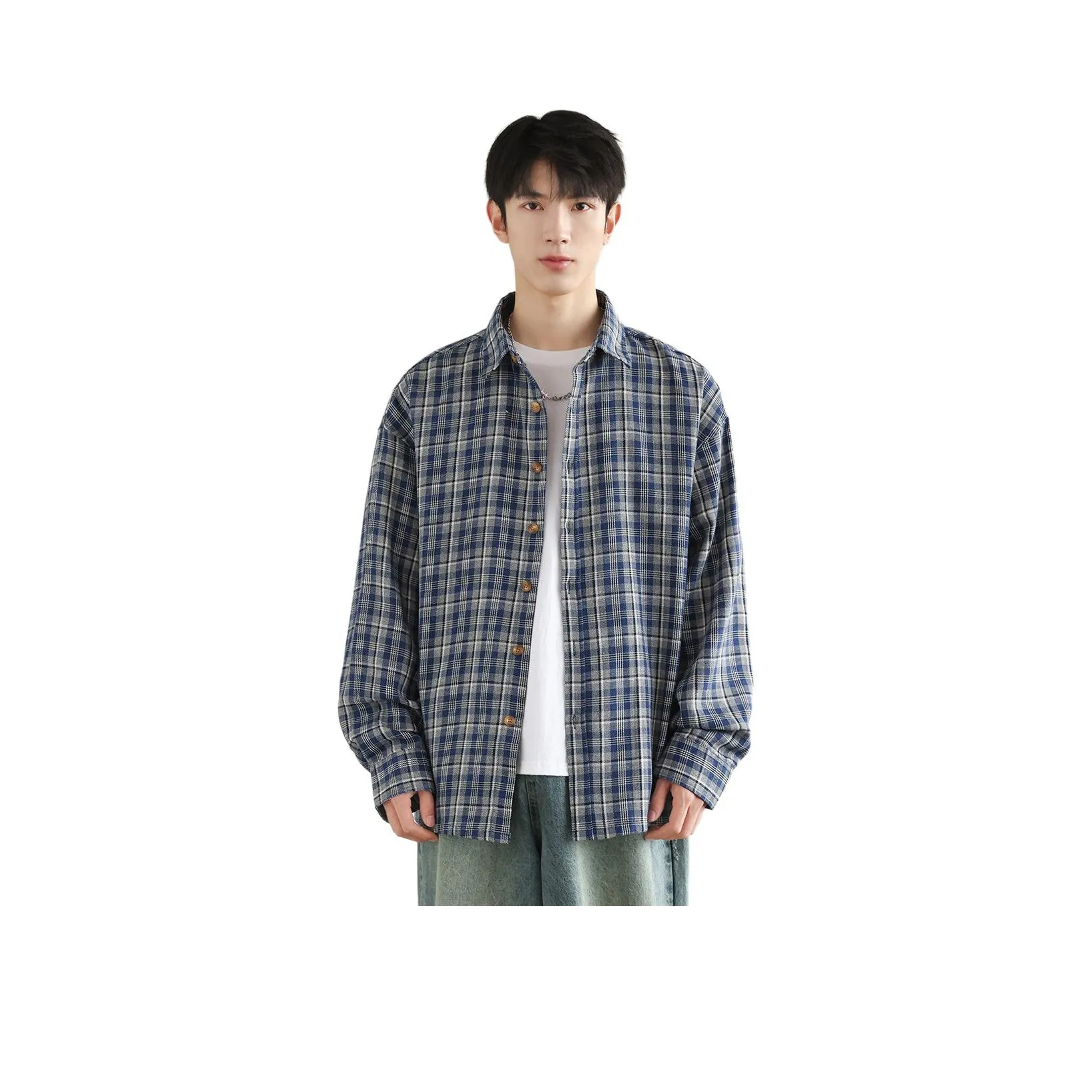 BALENO Мужская рубашка в синем клетчатом узоре