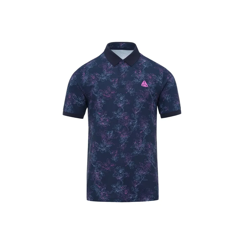 LI NING 1990 Golf Series Polo Shirts Men Dark Marine Blue