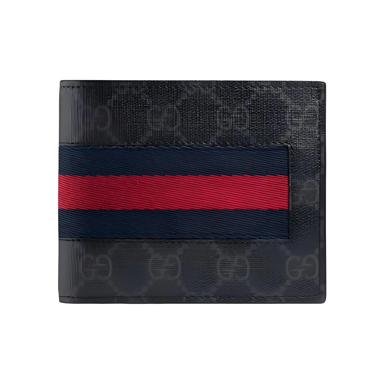 GUCCI Canvas с кожаными вставками кошелек мужской черный